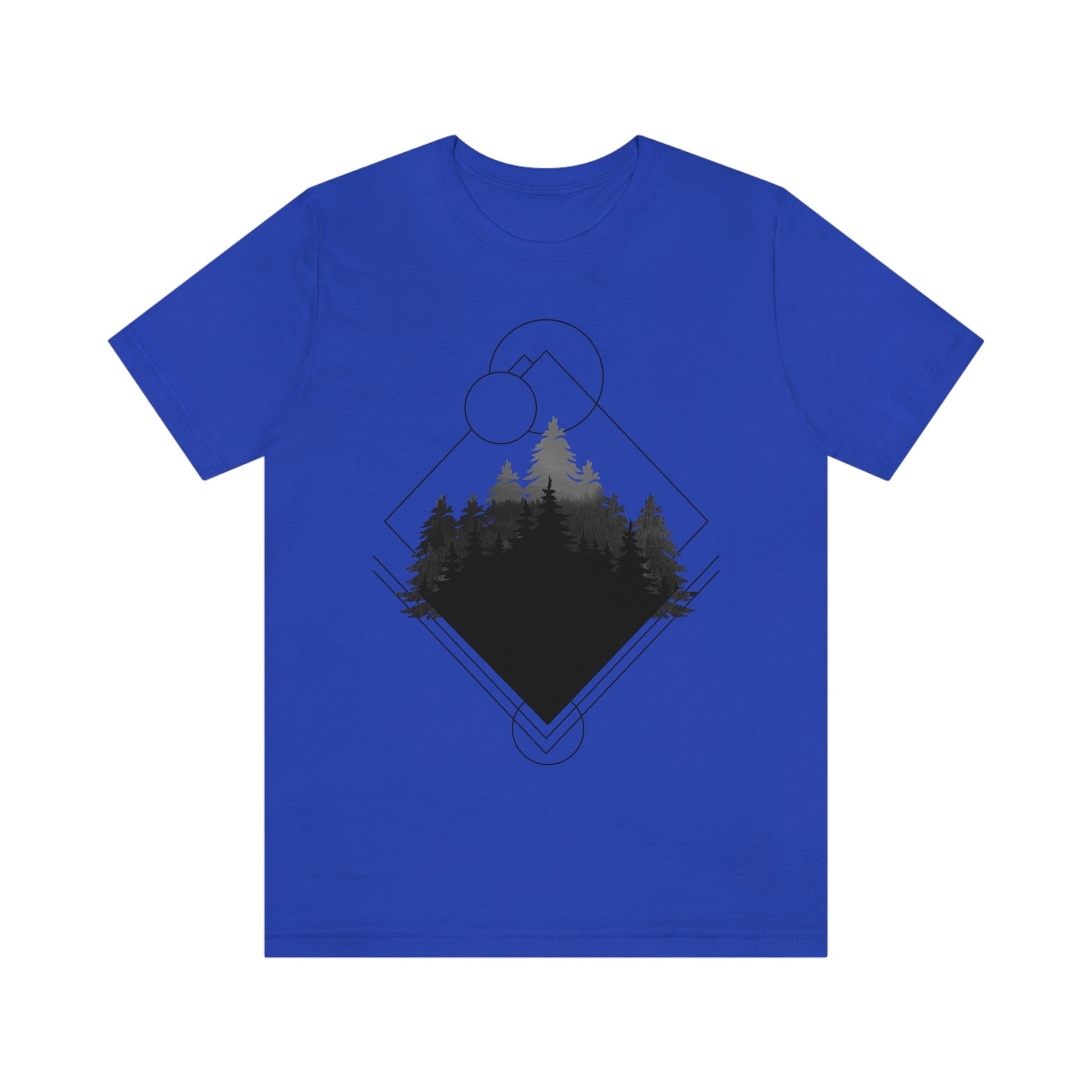 Forest Landscape Explore Monochrome Adventure Unisex Jersey Short Sleeve T-Shirt Ichaku [Perfect Gifts Selection]