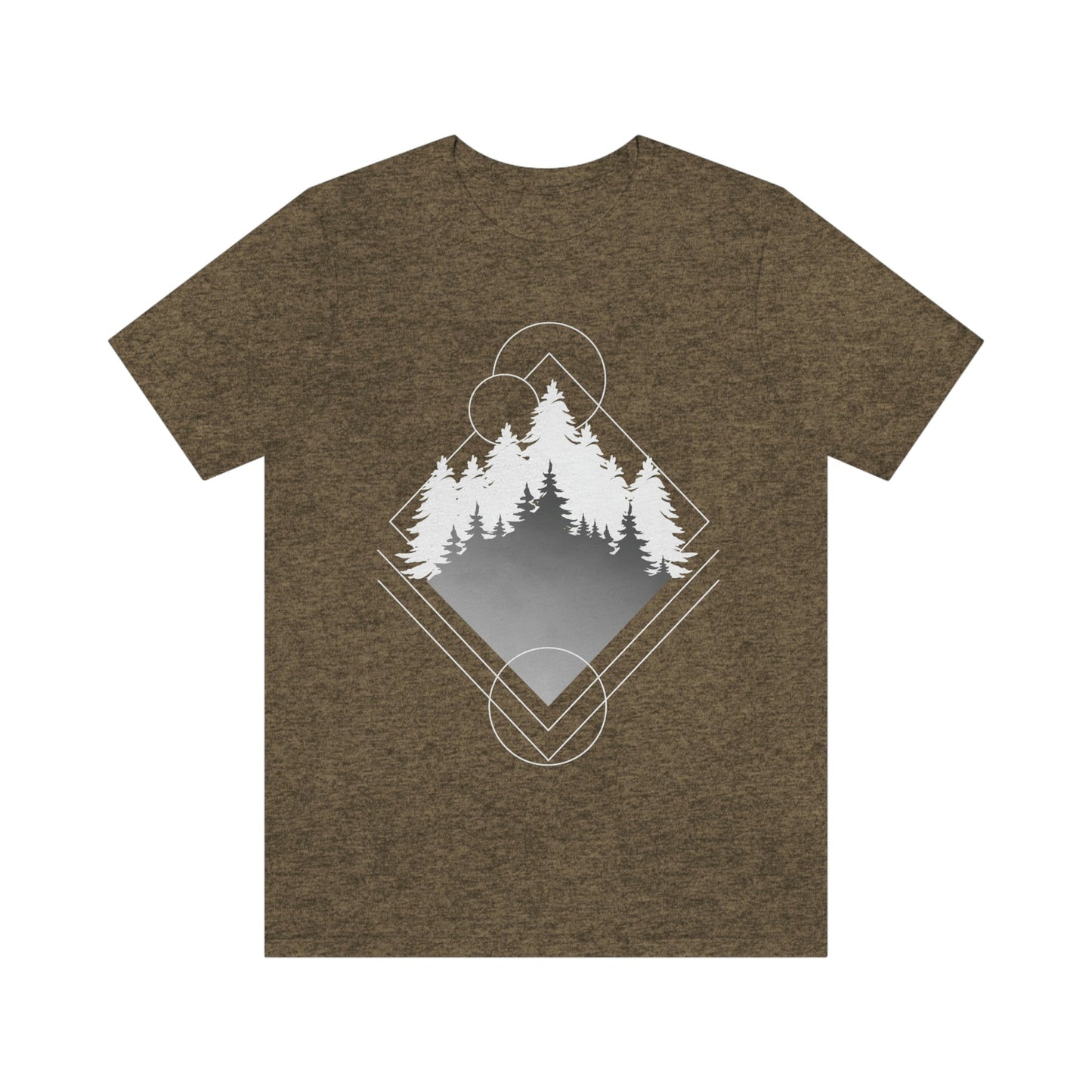 Forest Landscape Explore Monochrome Adventure Unisex Jersey Short Sleeve T-Shirt Ichaku [Perfect Gifts Selection]