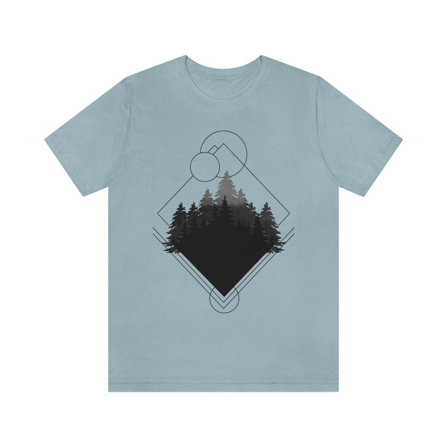 Forest Landscape Explore Monochrome Adventure Unisex Jersey Short Sleeve T-Shirt Ichaku [Perfect Gifts Selection]