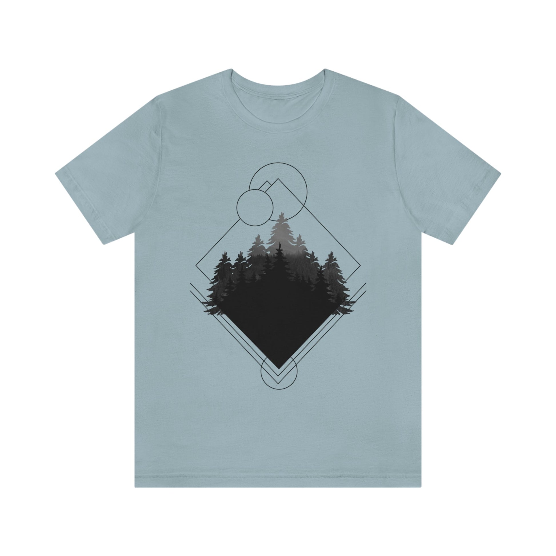 Forest Landscape Explore Monochrome Adventure Unisex Jersey Short Sleeve T-Shirt Ichaku [Perfect Gifts Selection]