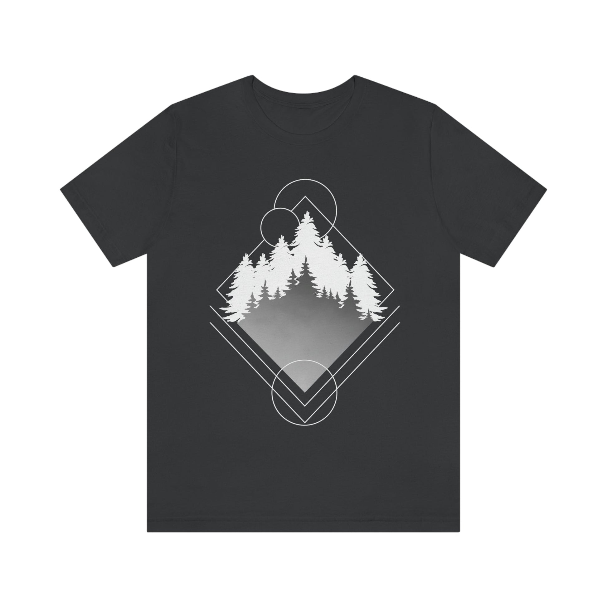 Forest Landscape Explore Monochrome Adventure Unisex Jersey Short Sleeve T-Shirt Ichaku [Perfect Gifts Selection]