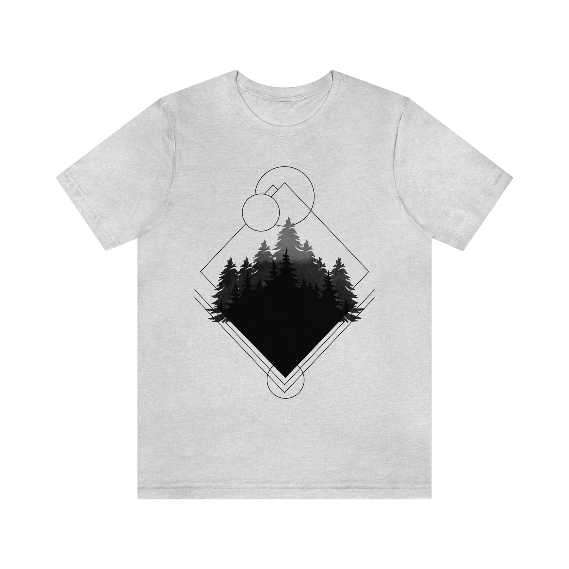 Forest Landscape Explore Monochrome Adventure Unisex Jersey Short Sleeve T-Shirt Ichaku [Perfect Gifts Selection]