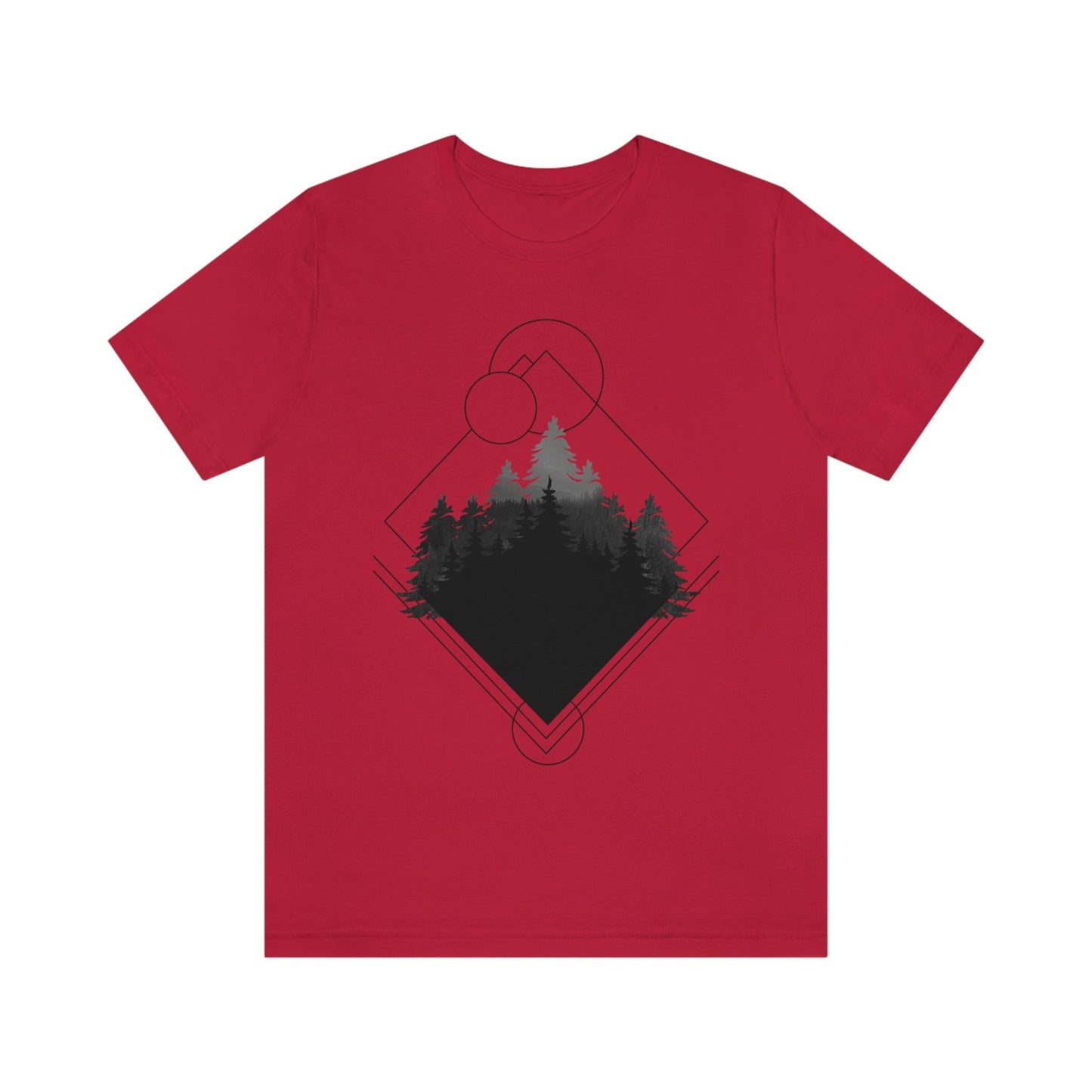 Forest Landscape Explore Monochrome Adventure Unisex Jersey Short Sleeve T-Shirt Ichaku [Perfect Gifts Selection]