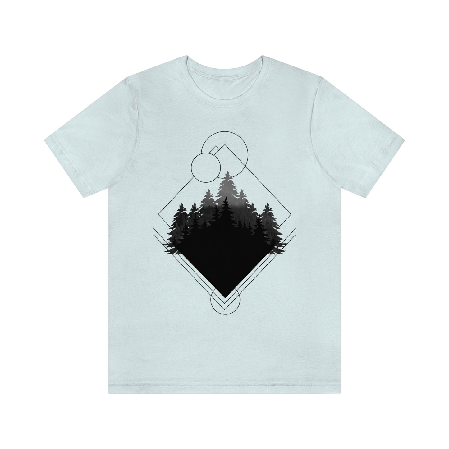 Forest Landscape Explore Monochrome Adventure Unisex Jersey Short Sleeve T-Shirt Ichaku [Perfect Gifts Selection]