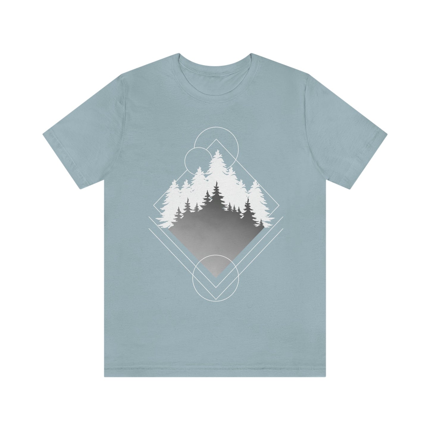 Forest Landscape Explore Monochrome Adventure Unisex Jersey Short Sleeve T-Shirt Ichaku [Perfect Gifts Selection]
