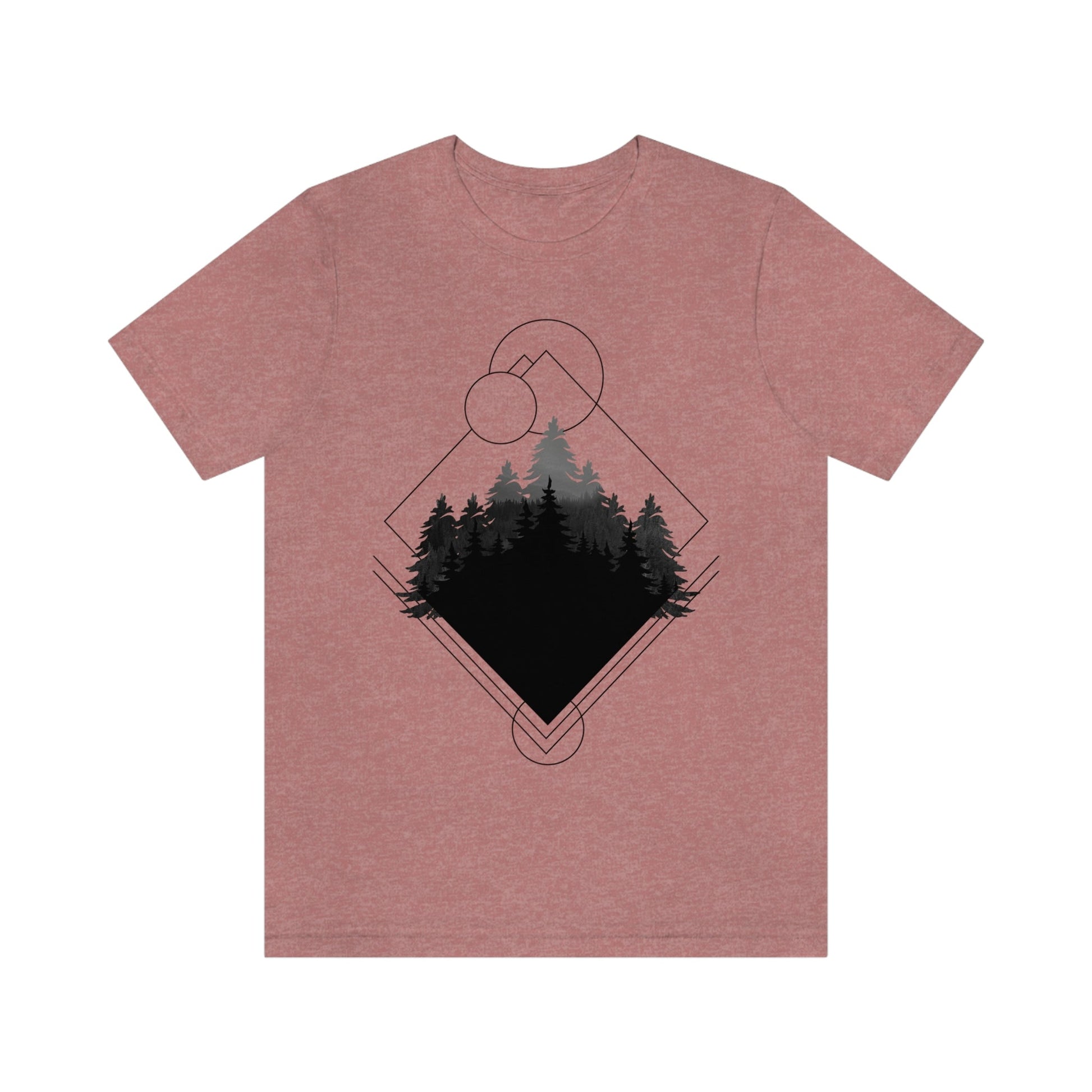 Forest Landscape Explore Monochrome Adventure Unisex Jersey Short Sleeve T-Shirt Ichaku [Perfect Gifts Selection]