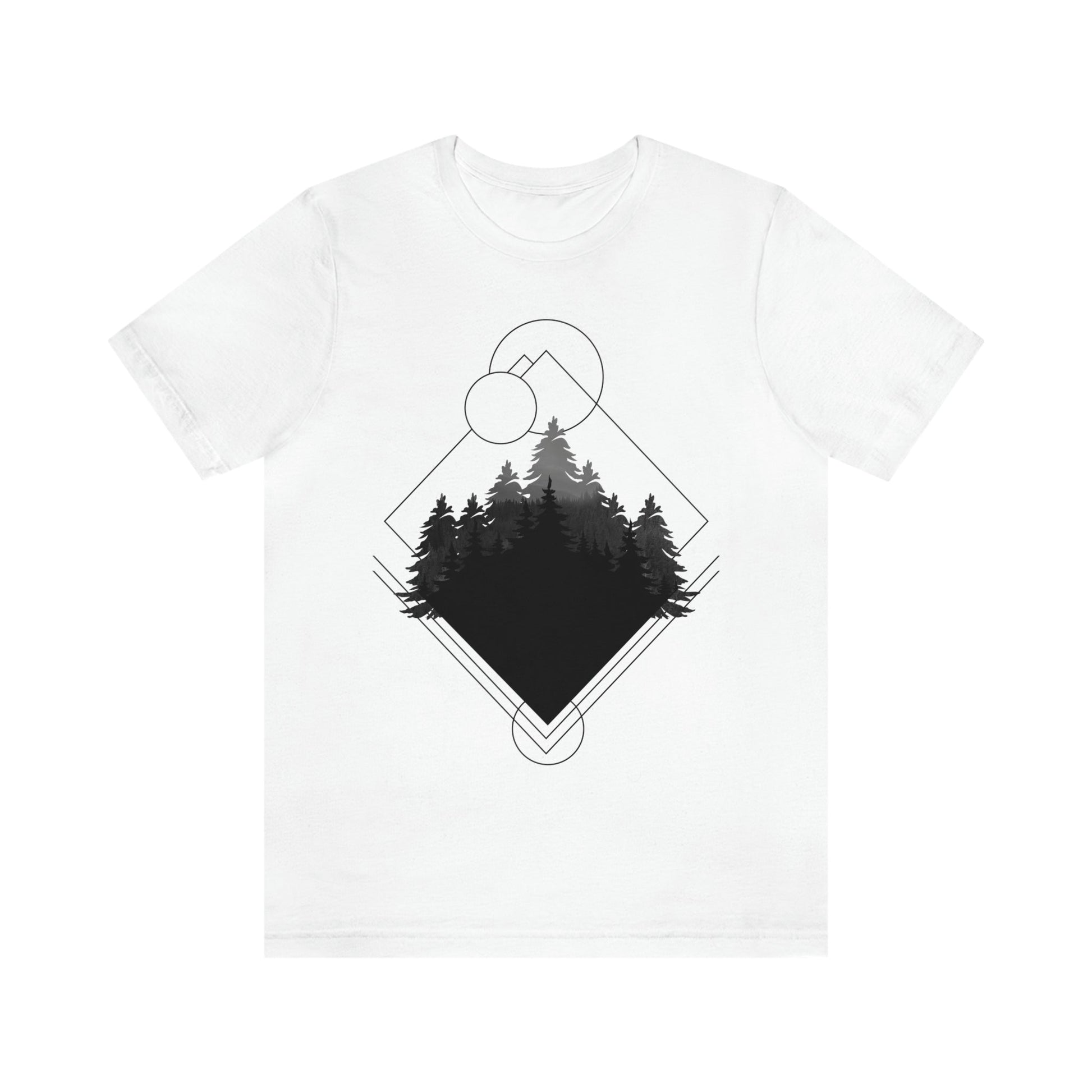 Forest Landscape Explore Monochrome Adventure Unisex Jersey Short Sleeve T-Shirt Ichaku [Perfect Gifts Selection]