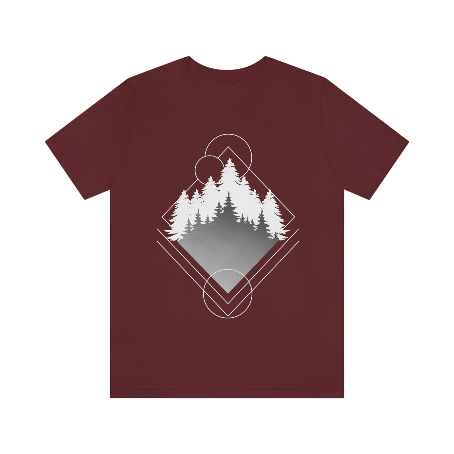 Forest Landscape Explore Monochrome Adventure Unisex Jersey Short Sleeve T-Shirt Ichaku [Perfect Gifts Selection]