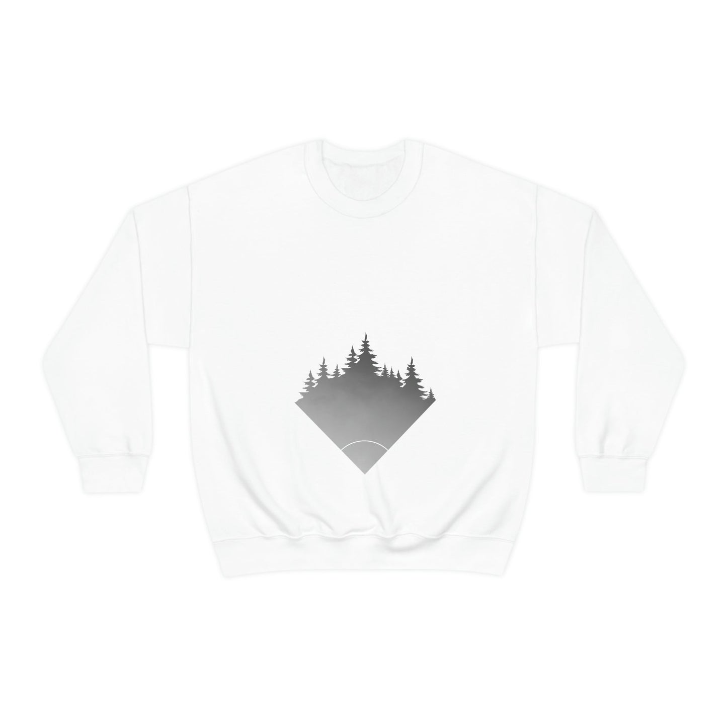 Forest Landscape Explore Monochrome Adventure White Text Unisex Heavy Blend™ Crewneck Sweatshirt Ichaku [Perfect Gifts Selection]