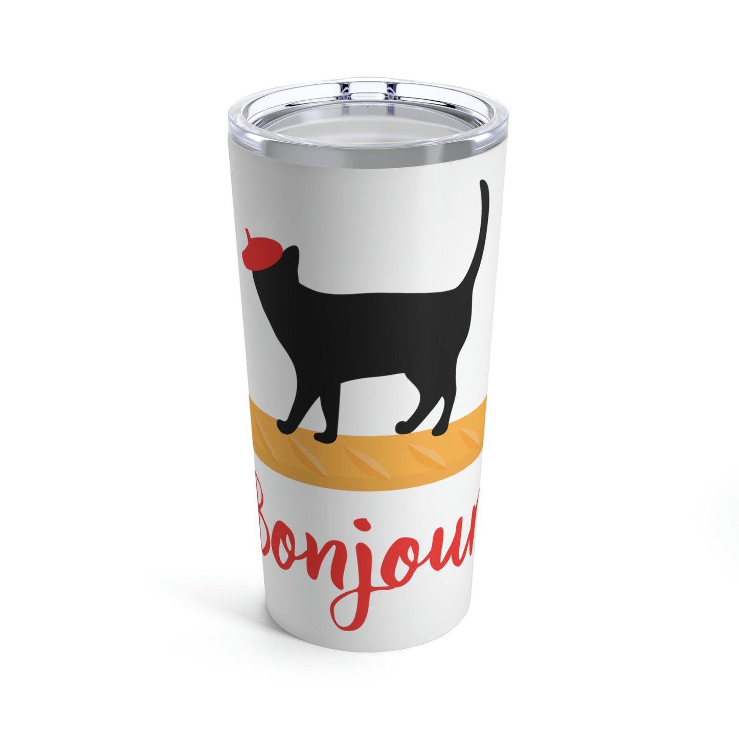 French Style Bread Black Cat Bonjour Stainless Steel Hot or Cold Vacuum Tumbler 20oz Ichaku [Perfect Gifts Selection]