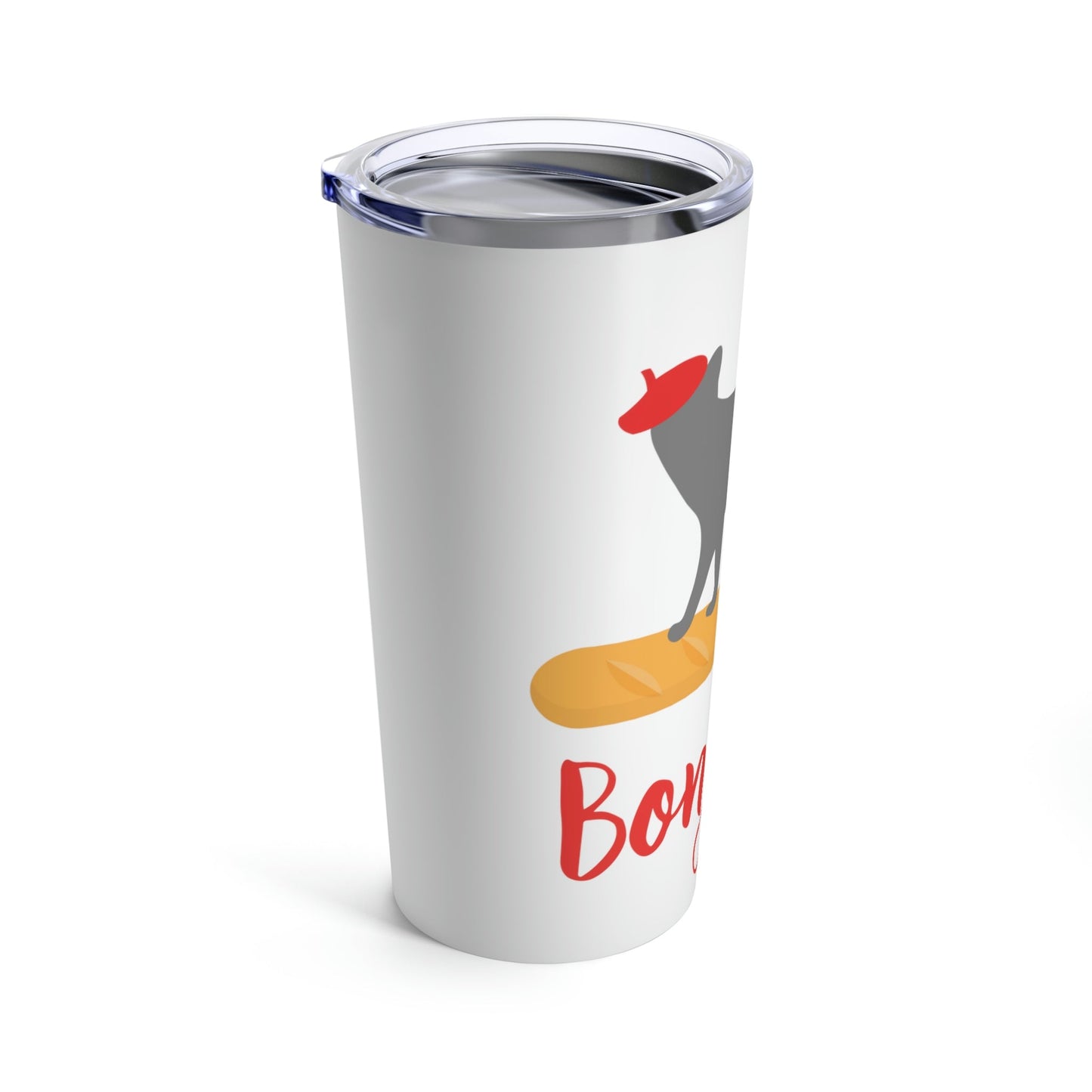 French Style Bread Grey Cat Bonjour Stainless Steel Hot or Cold Vacuum Tumbler 20oz Ichaku [Perfect Gifts Selection]