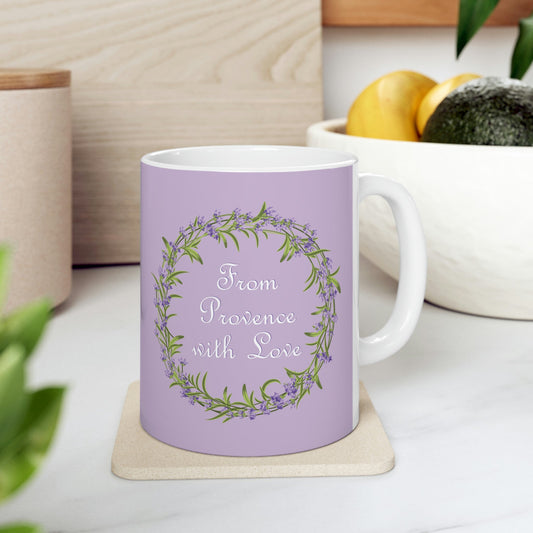 From Provence with love Lavender Frame Ceramic Mug 11oz Ichaku [Perfect Gifts Selection]