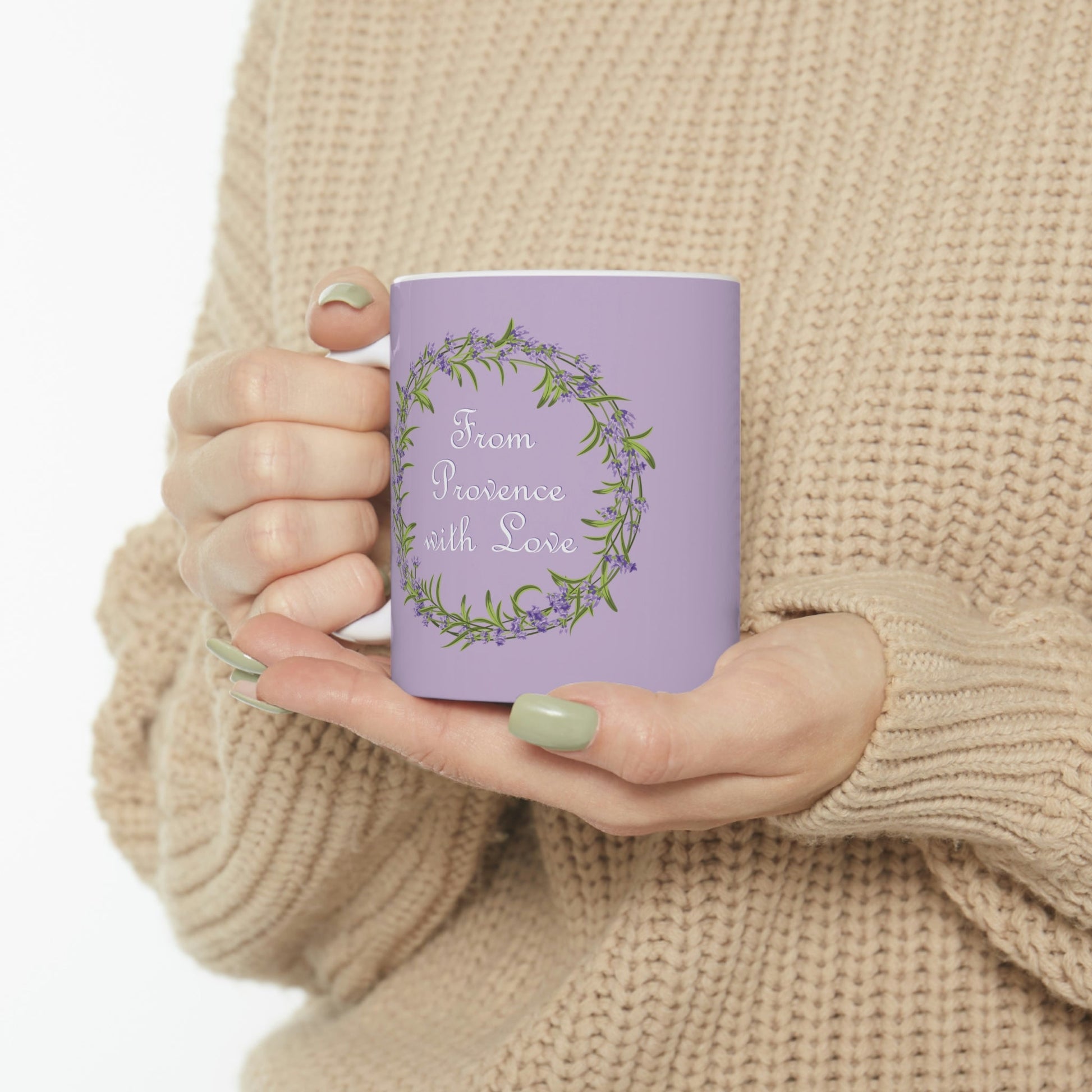 From Provence with love Lavender Frame Ceramic Mug 11oz Ichaku [Perfect Gifts Selection]
