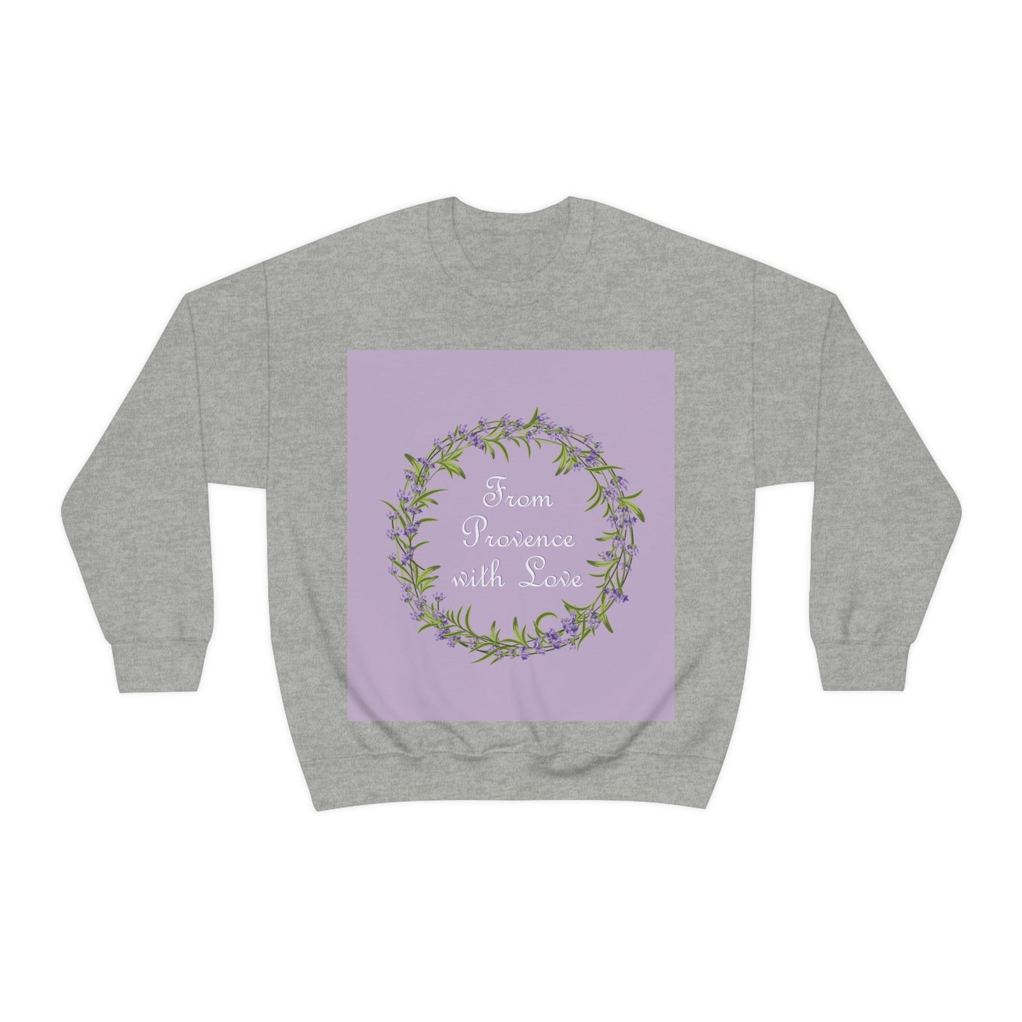 From Provence with love Lavender Frame  Minimal Art Unisex Heavy Blend™ Crewneck Sweatshirt Ichaku [Perfect Gifts Selection]