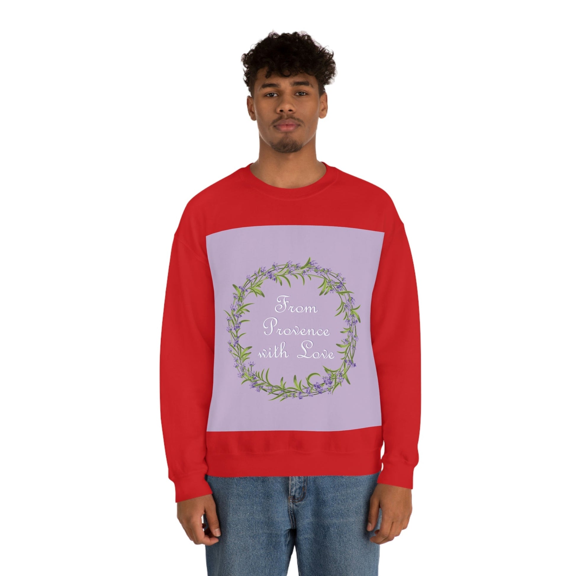 From Provence with love Lavender Frame  Minimal Art Unisex Heavy Blend™ Crewneck Sweatshirt Ichaku [Perfect Gifts Selection]