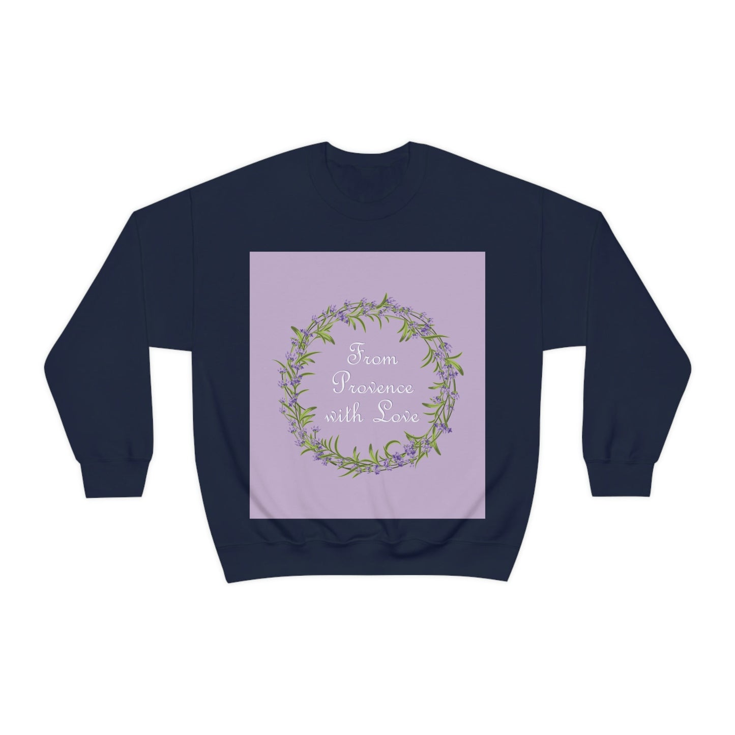 From Provence with love Lavender Frame  Minimal Art Unisex Heavy Blend™ Crewneck Sweatshirt Ichaku [Perfect Gifts Selection]