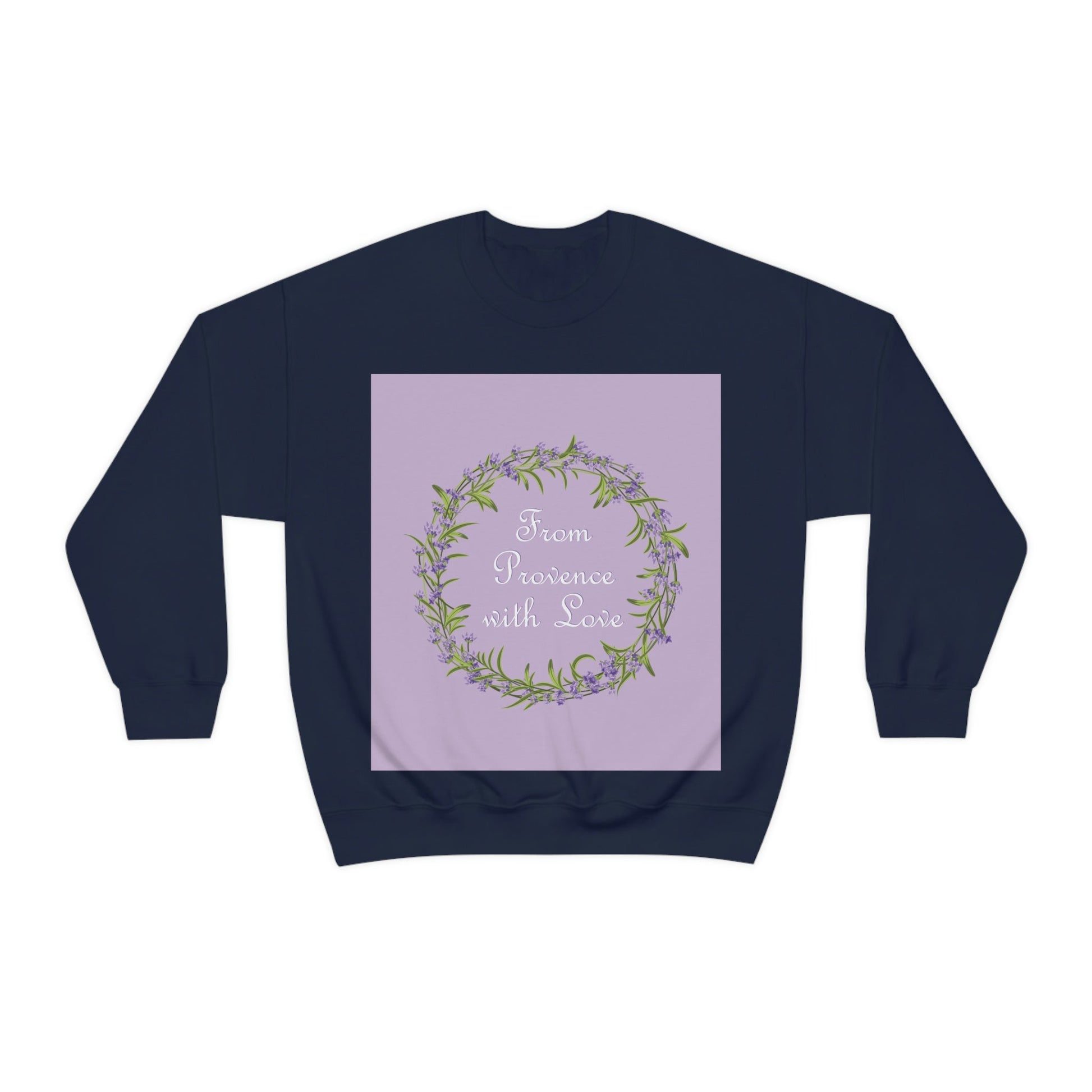 From Provence with love Lavender Frame  Minimal Art Unisex Heavy Blend™ Crewneck Sweatshirt Ichaku [Perfect Gifts Selection]