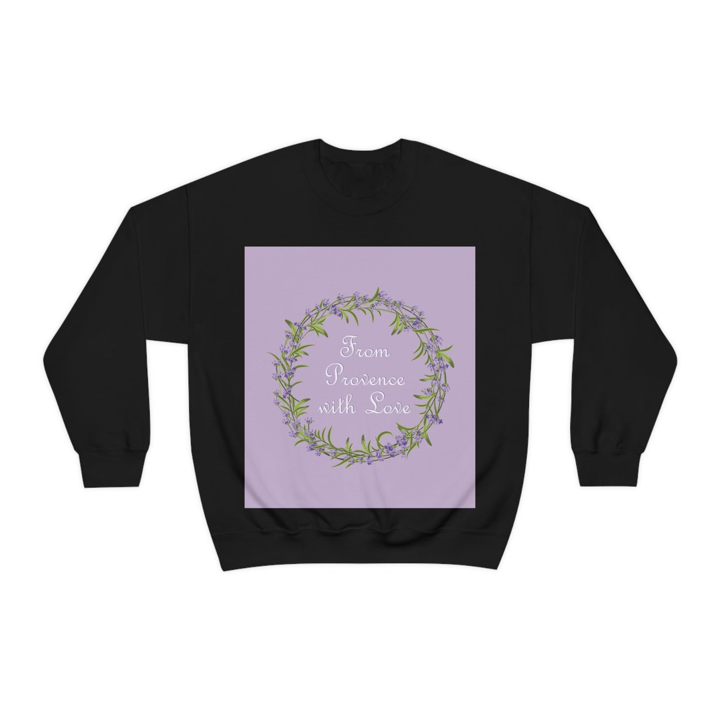 From Provence with love Lavender Frame  Minimal Art Unisex Heavy Blend™ Crewneck Sweatshirt Ichaku [Perfect Gifts Selection]