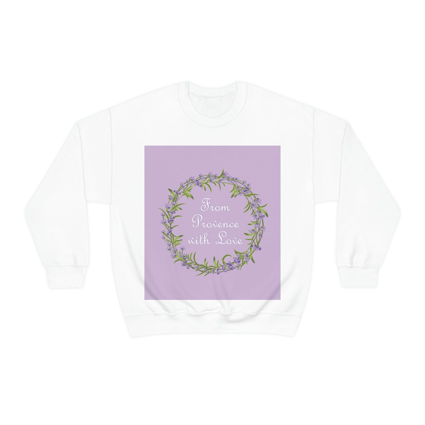 From Provence with love Lavender Frame  Minimal Art Unisex Heavy Blend™ Crewneck Sweatshirt Ichaku [Perfect Gifts Selection]