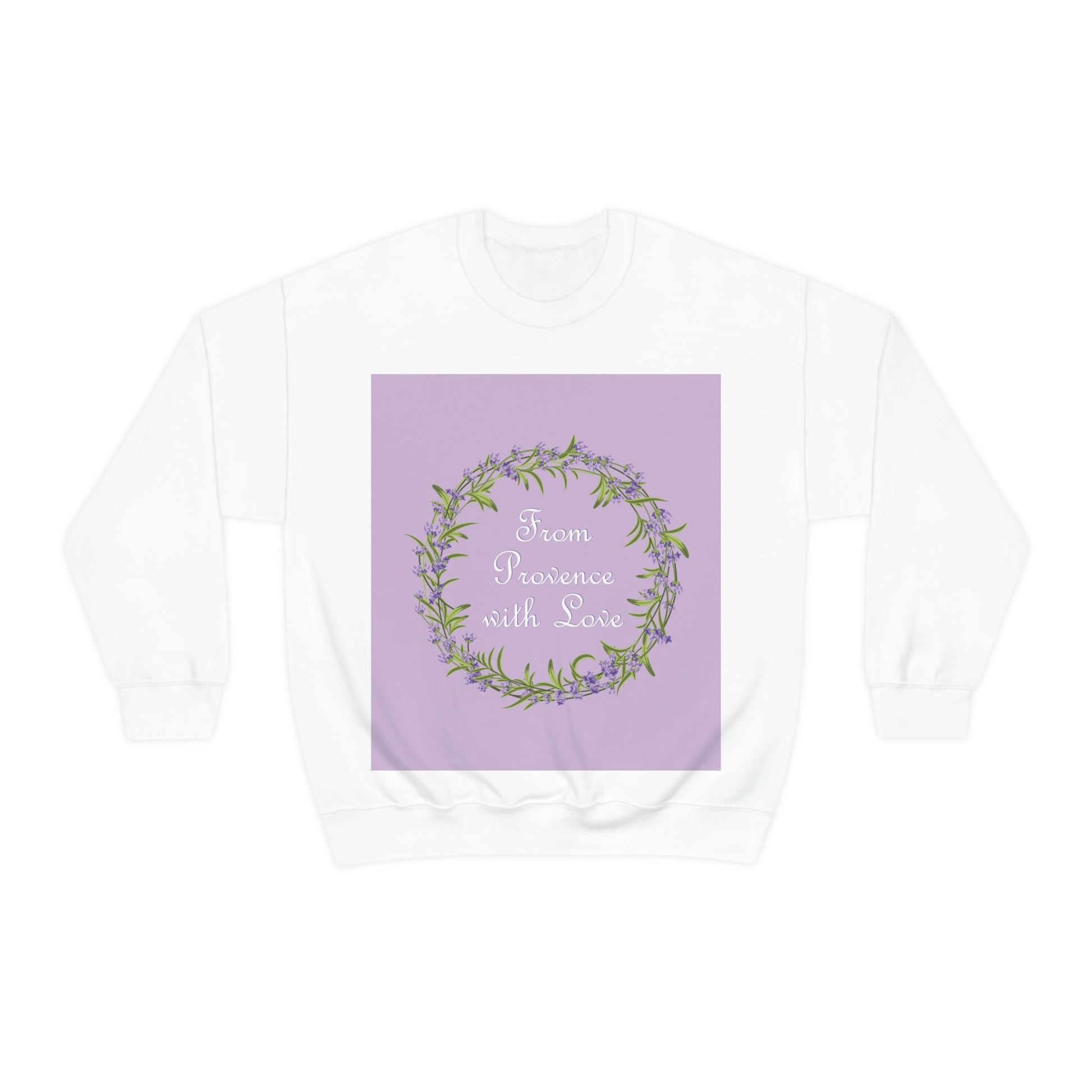 From Provence with love Lavender Frame  Minimal Art Unisex Heavy Blend™ Crewneck Sweatshirt Ichaku [Perfect Gifts Selection]