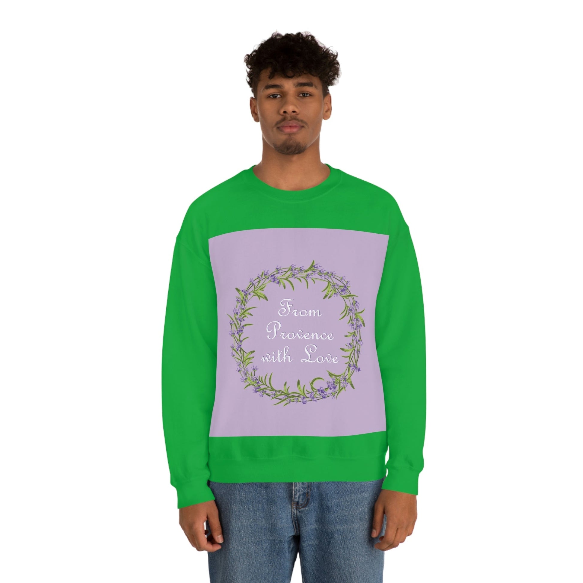 From Provence with love Lavender Frame  Minimal Art Unisex Heavy Blend™ Crewneck Sweatshirt Ichaku [Perfect Gifts Selection]