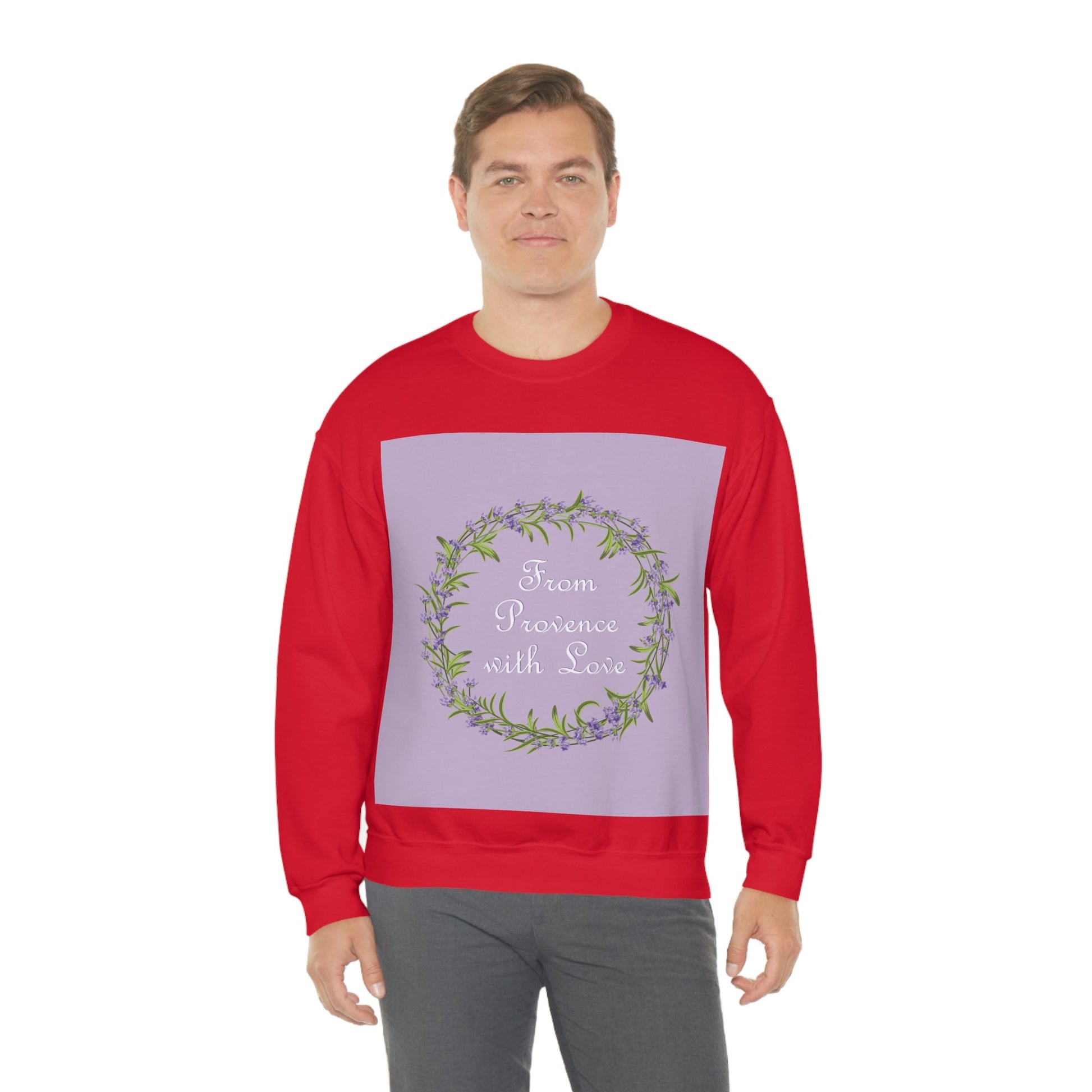 From Provence with love Lavender Frame  Minimal Art Unisex Heavy Blend™ Crewneck Sweatshirt Ichaku [Perfect Gifts Selection]