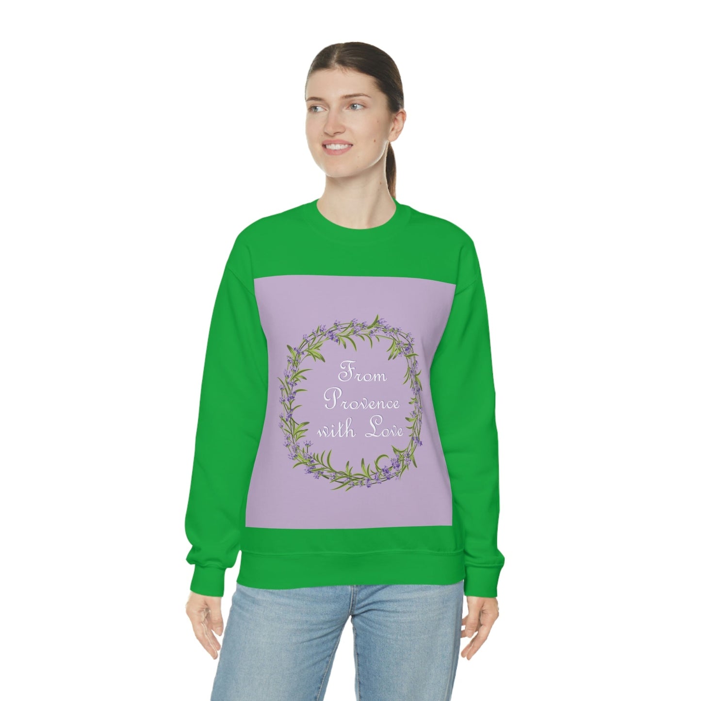 From Provence with love Lavender Frame  Minimal Art Unisex Heavy Blend™ Crewneck Sweatshirt Ichaku [Perfect Gifts Selection]