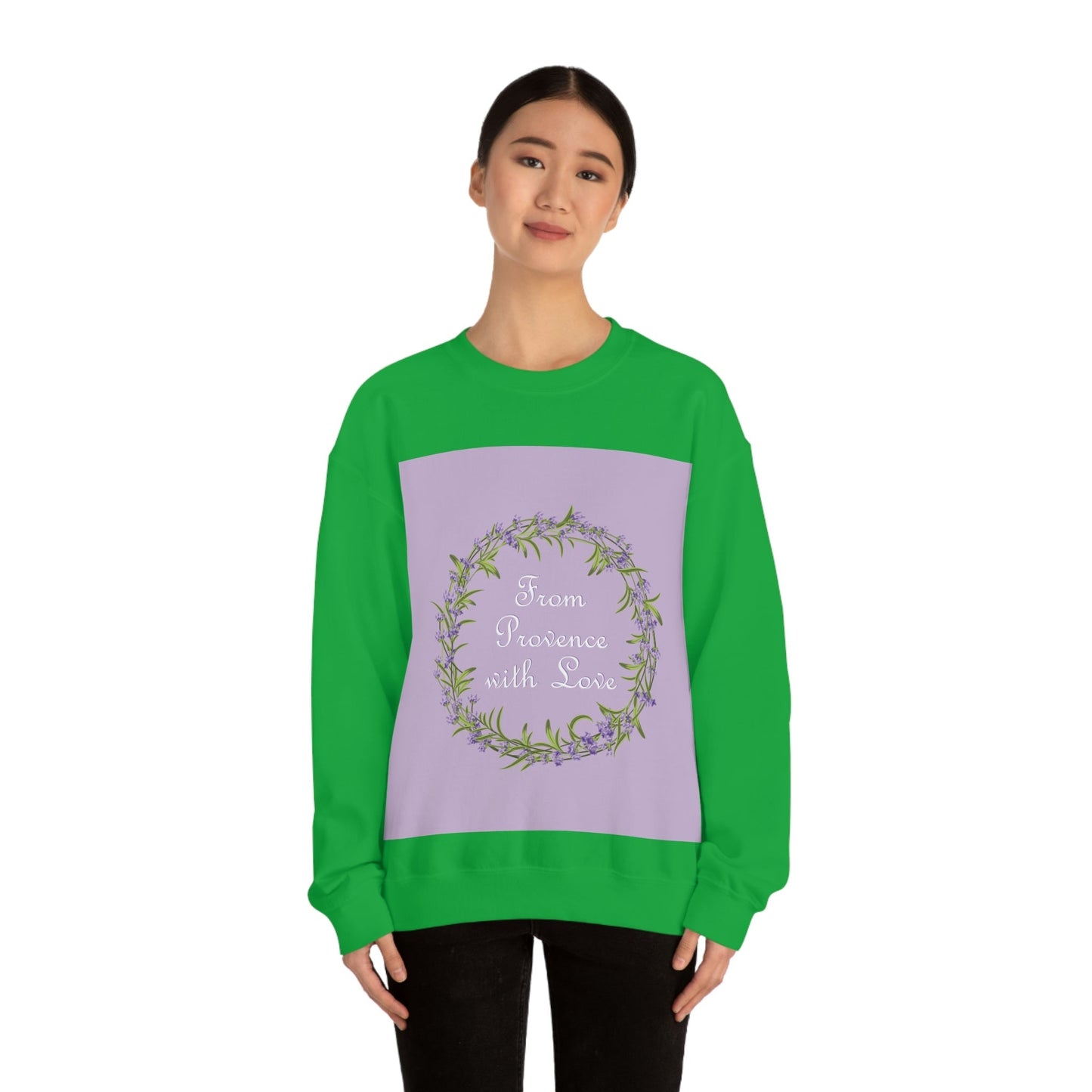 From Provence with love Lavender Frame  Minimal Art Unisex Heavy Blend™ Crewneck Sweatshirt Ichaku [Perfect Gifts Selection]