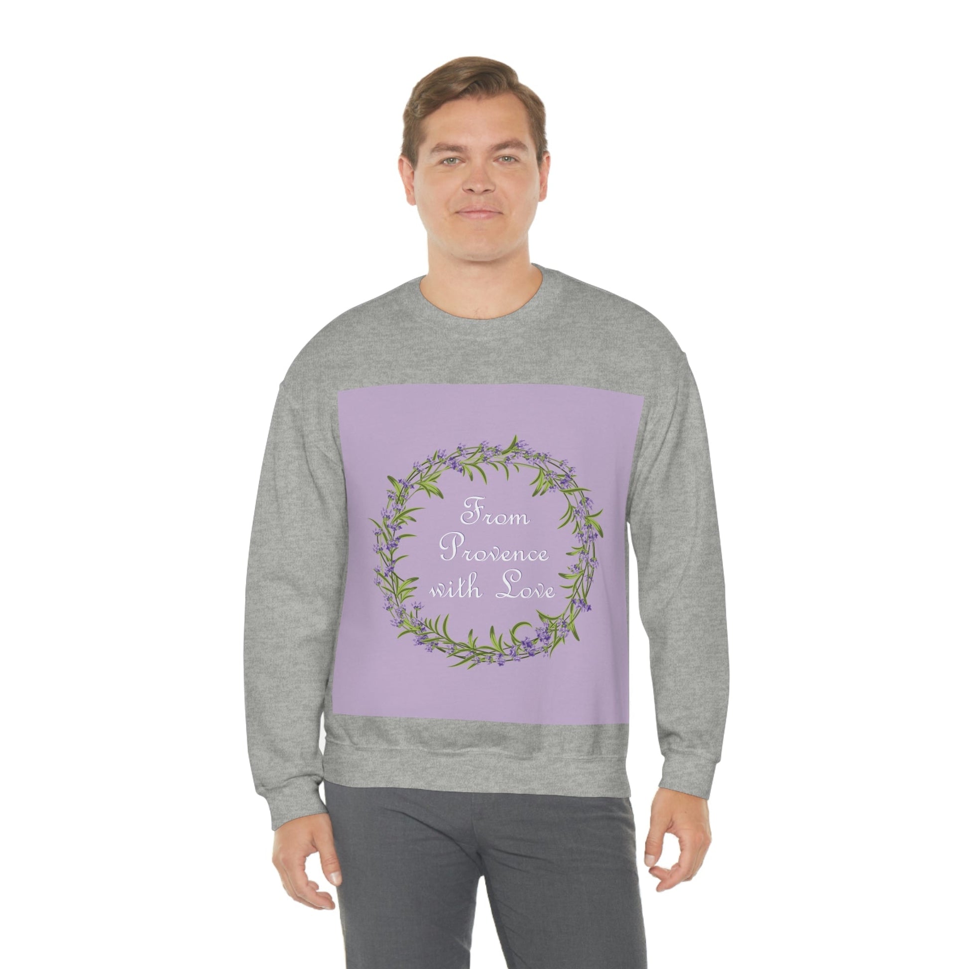 From Provence with love Lavender Frame  Minimal Art Unisex Heavy Blend™ Crewneck Sweatshirt Ichaku [Perfect Gifts Selection]