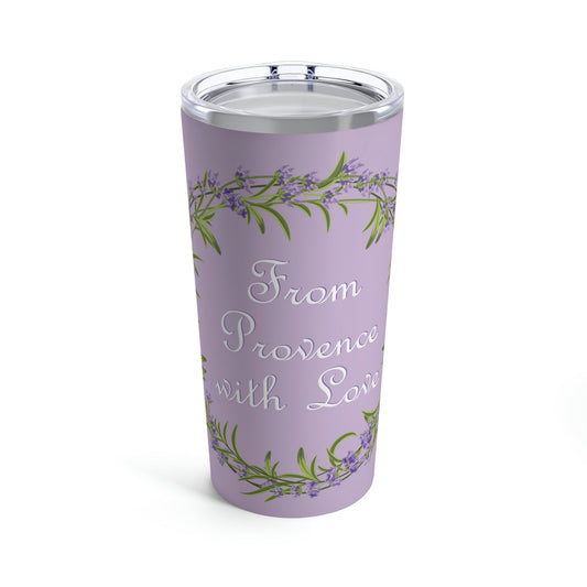 From Provence with love Lavender Frame Stainless Steel Hot or Cold Vacuum Tumbler 20oz Ichaku [Perfect Gifts Selection]