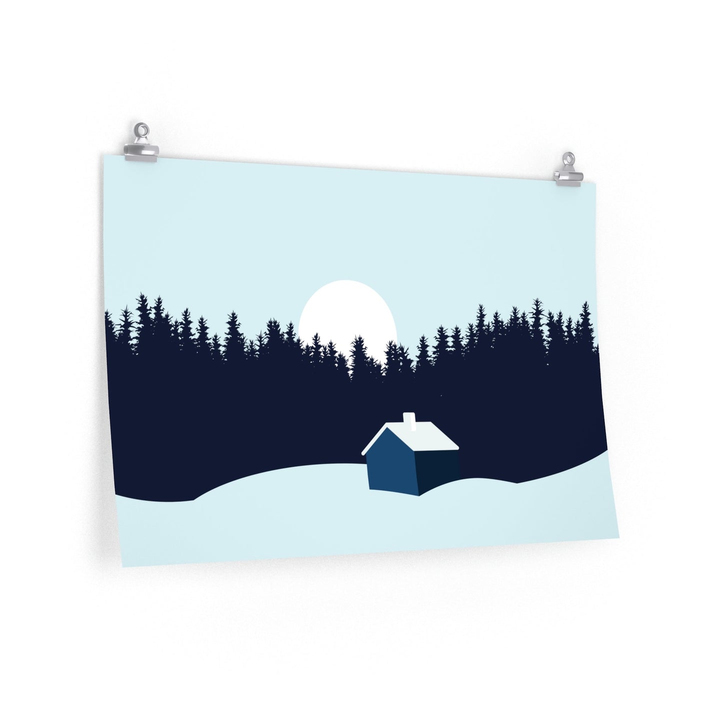Frosty Morning Forest Minimal Art Premium Matte Horizontal Posters Ichaku [Perfect Gifts Selection]