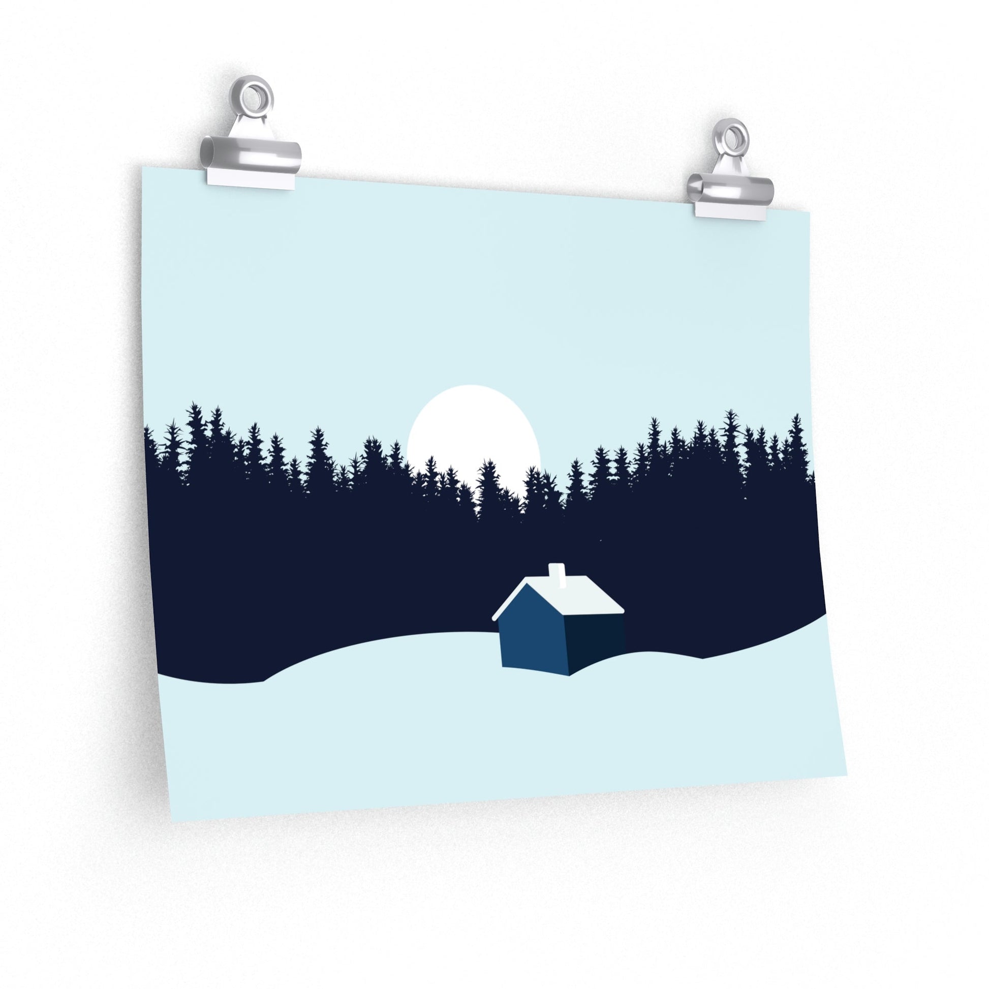 Frosty Morning Forest Minimal Art Premium Matte Horizontal Posters Ichaku [Perfect Gifts Selection]