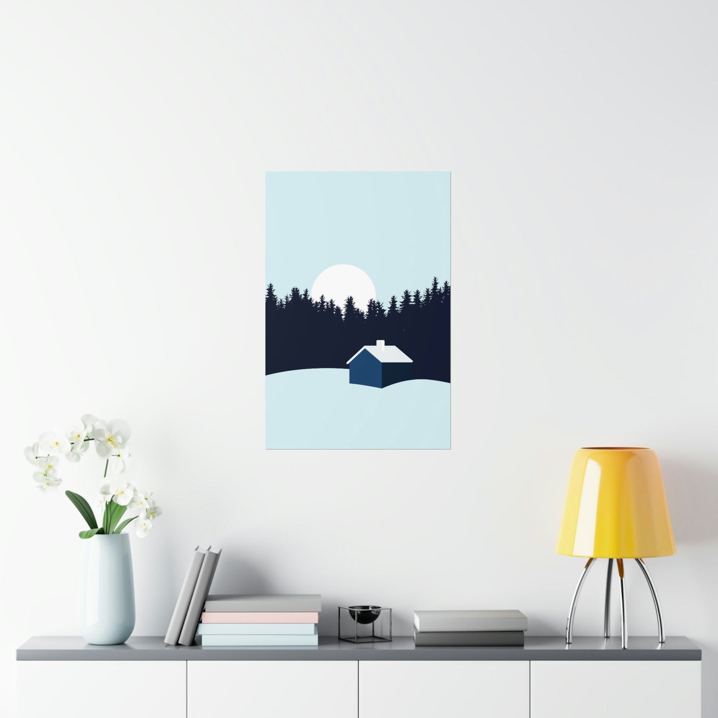 Frosty Morning Forest Minimal Art Premium Matte Vertical Posters Ichaku [Perfect Gifts Selection]