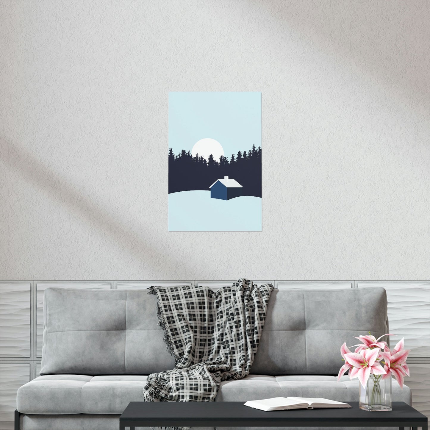 Frosty Morning Forest Minimal Art Premium Matte Vertical Posters Ichaku [Perfect Gifts Selection]