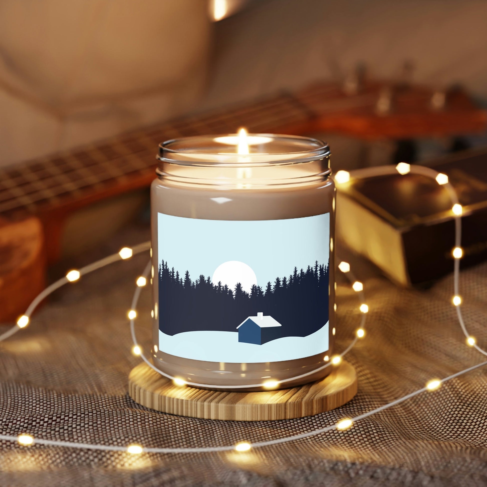 Frosty Morning Forest Minimal Art Scented Candle Up to 60h Soy Wax 9oz Ichaku [Perfect Gifts Selection]