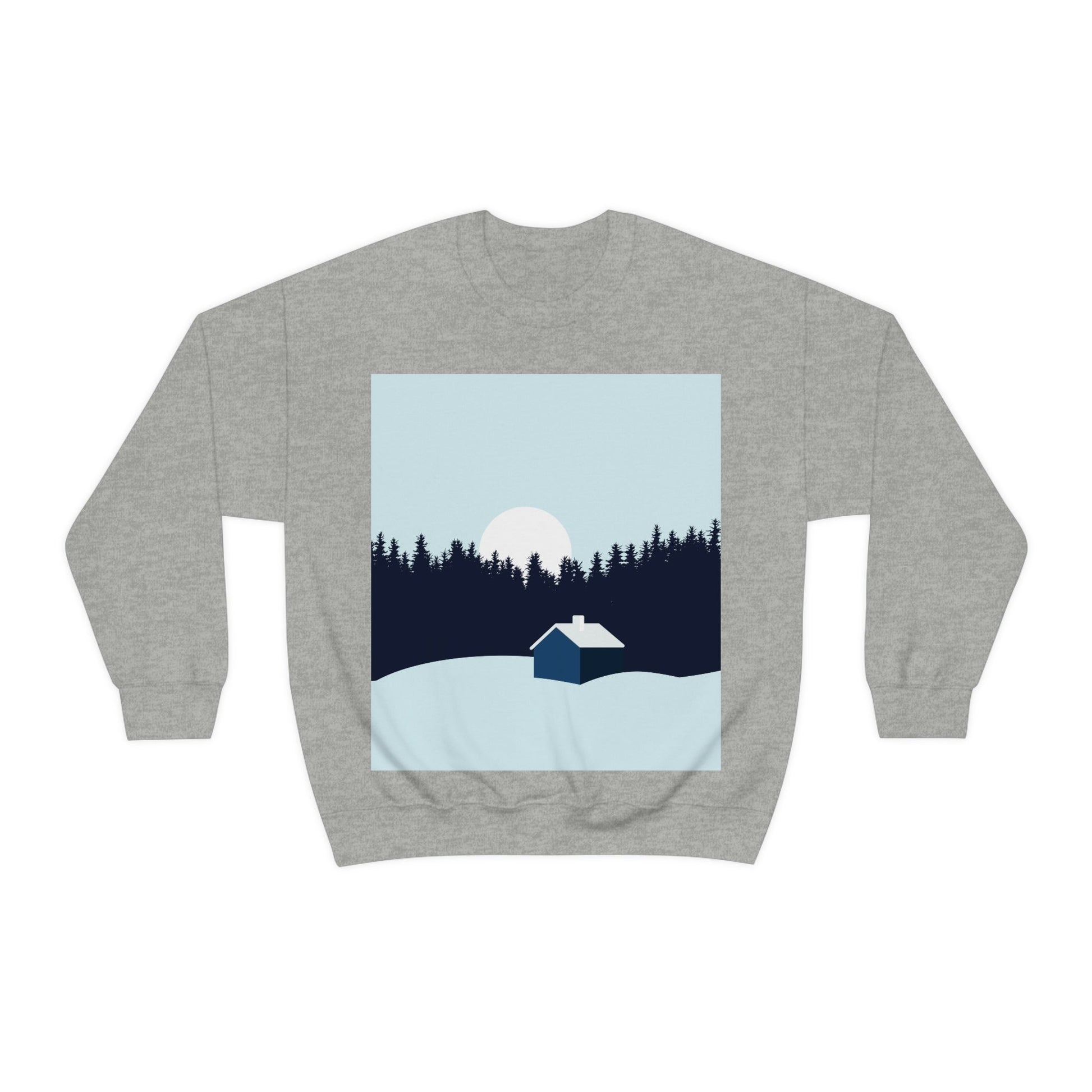 Frosty Morning Forest Minimal Art Unisex Heavy Blend™ Crewneck Sweatshirt Ichaku [Perfect Gifts Selection]