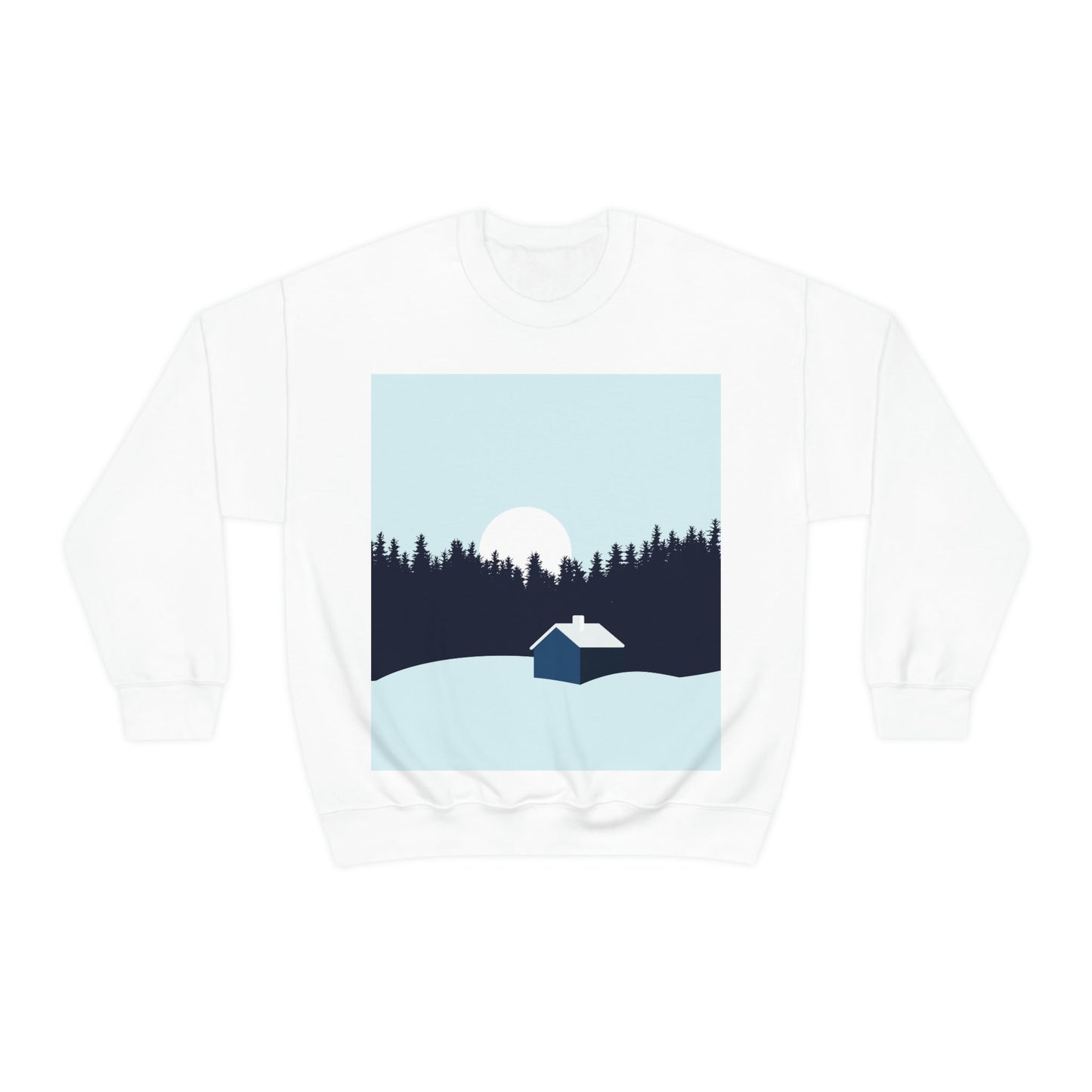 Frosty Morning Forest Minimal Art Unisex Heavy Blend™ Crewneck Sweatshirt Ichaku [Perfect Gifts Selection]