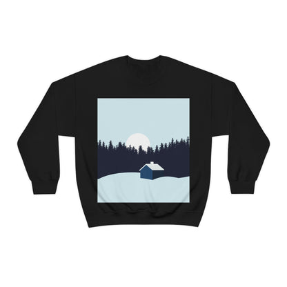 Frosty Morning Forest Minimal Art Unisex Heavy Blend™ Crewneck Sweatshirt Ichaku [Perfect Gifts Selection]