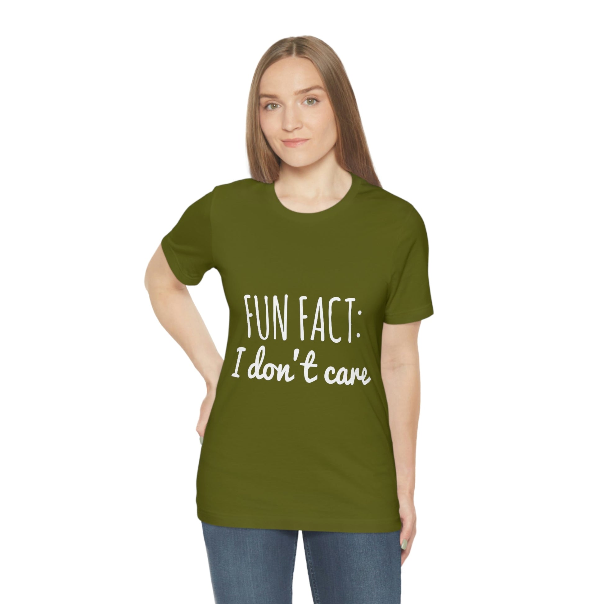 Fun Fact I don`t Care Humor Quotes White Text Unisex Jersey Short Sleeve T-Shirt Ichaku [Perfect Gifts Selection]