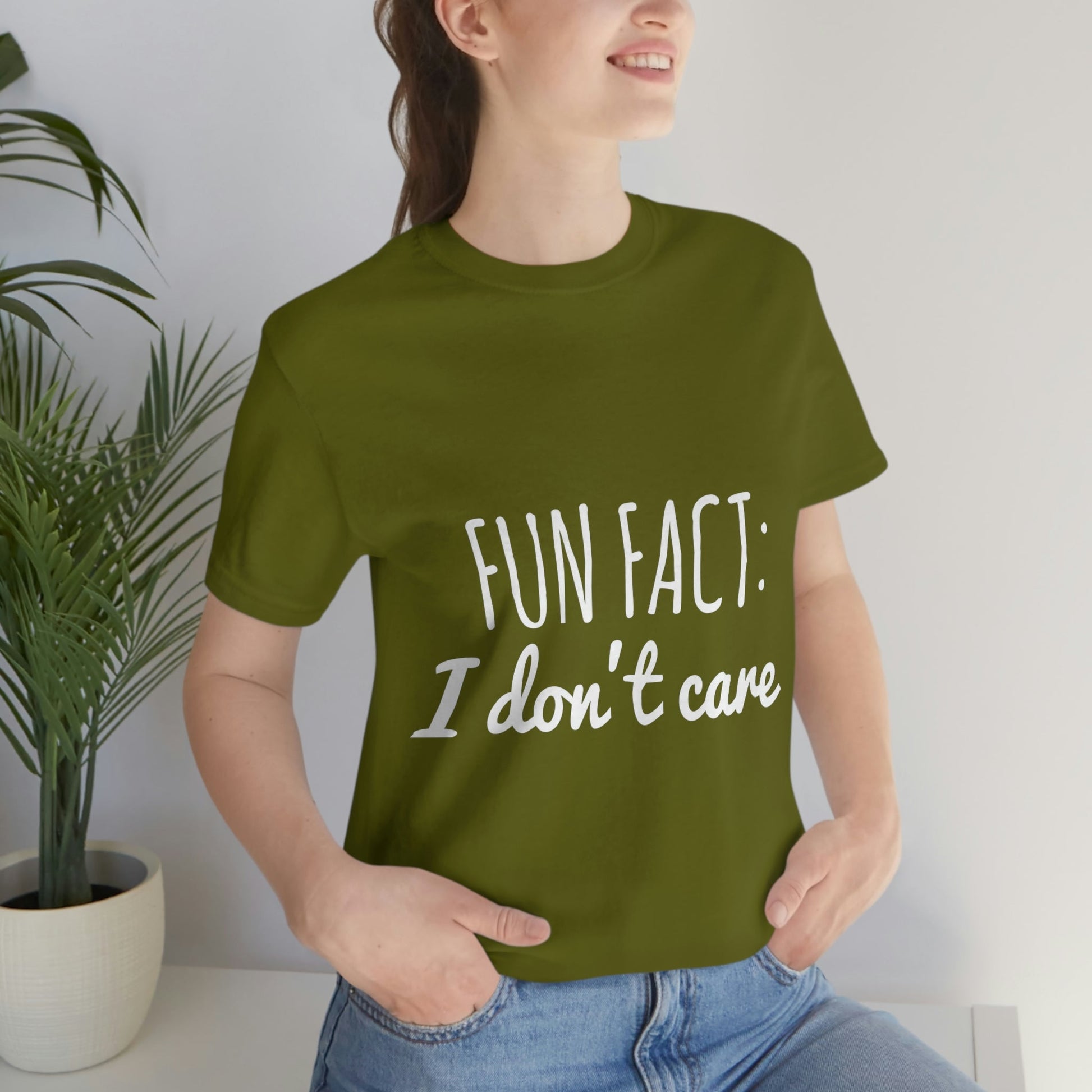 Fun Fact I don`t Care Humor Quotes White Text Unisex Jersey Short Sleeve T-Shirt Ichaku [Perfect Gifts Selection]