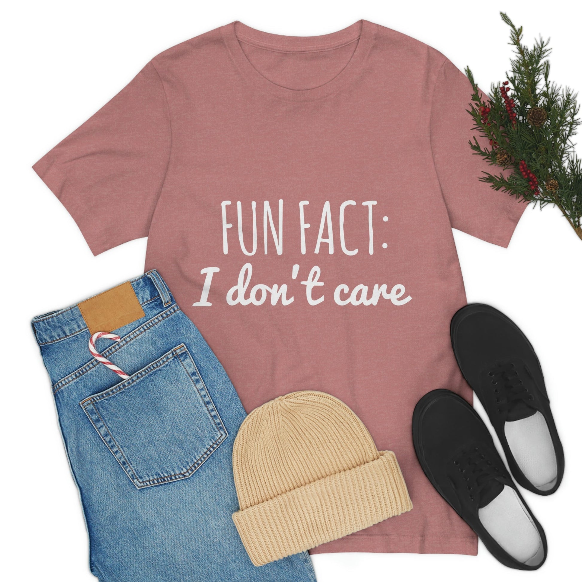 Fun Fact I don`t Care Humor Quotes White Text Unisex Jersey Short Sleeve T-Shirt Ichaku [Perfect Gifts Selection]