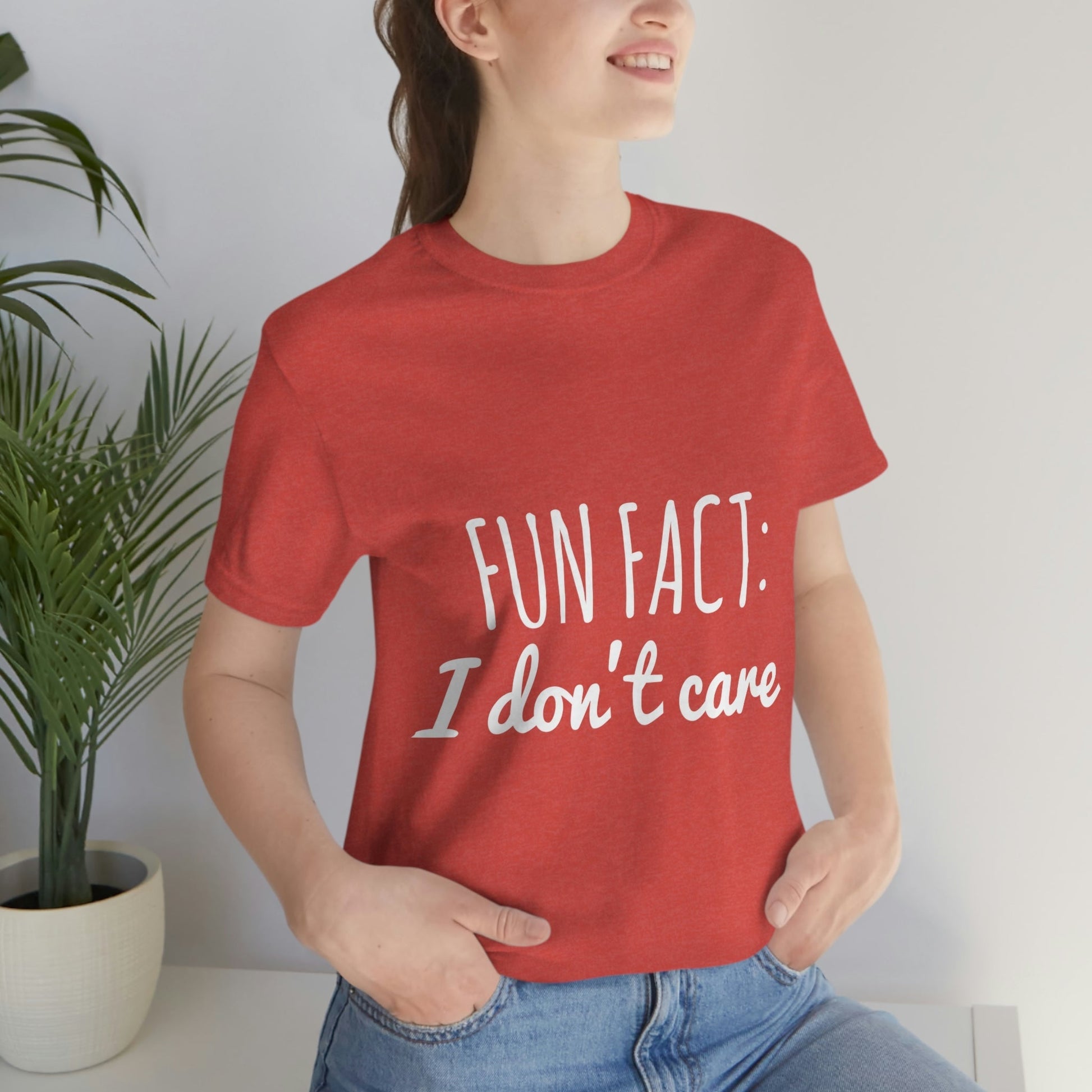 Fun Fact I don`t Care Humor Quotes White Text Unisex Jersey Short Sleeve T-Shirt Ichaku [Perfect Gifts Selection]