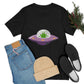Funny Aliens UFO Arrival Cartoon Green People Unisex Jersey Short Sleeve T-Shirt Ichaku [Perfect Gifts Selection]