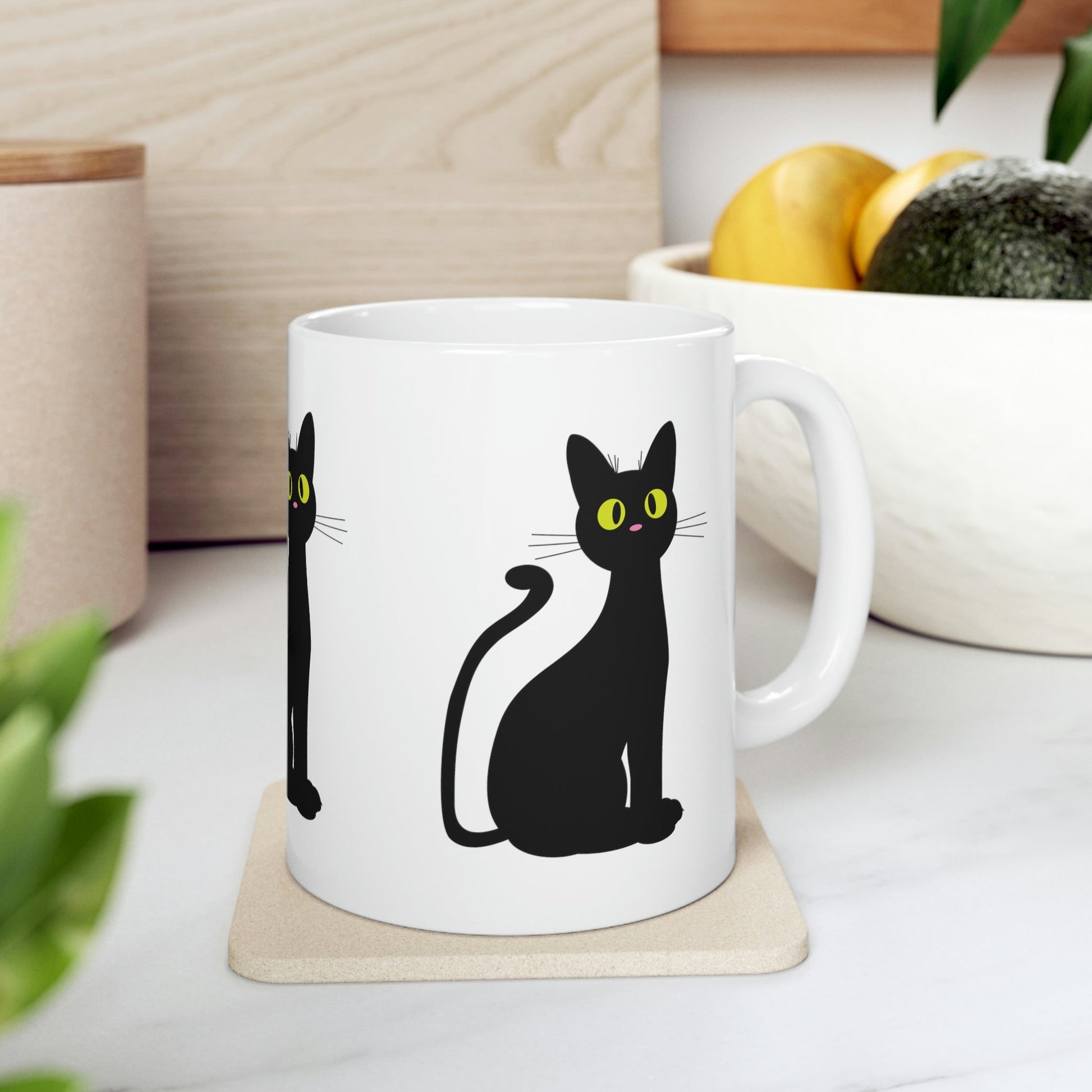 Funny Anime Black Cat Ceramic Mug 11oz Ichaku [Perfect Gifts Selection]