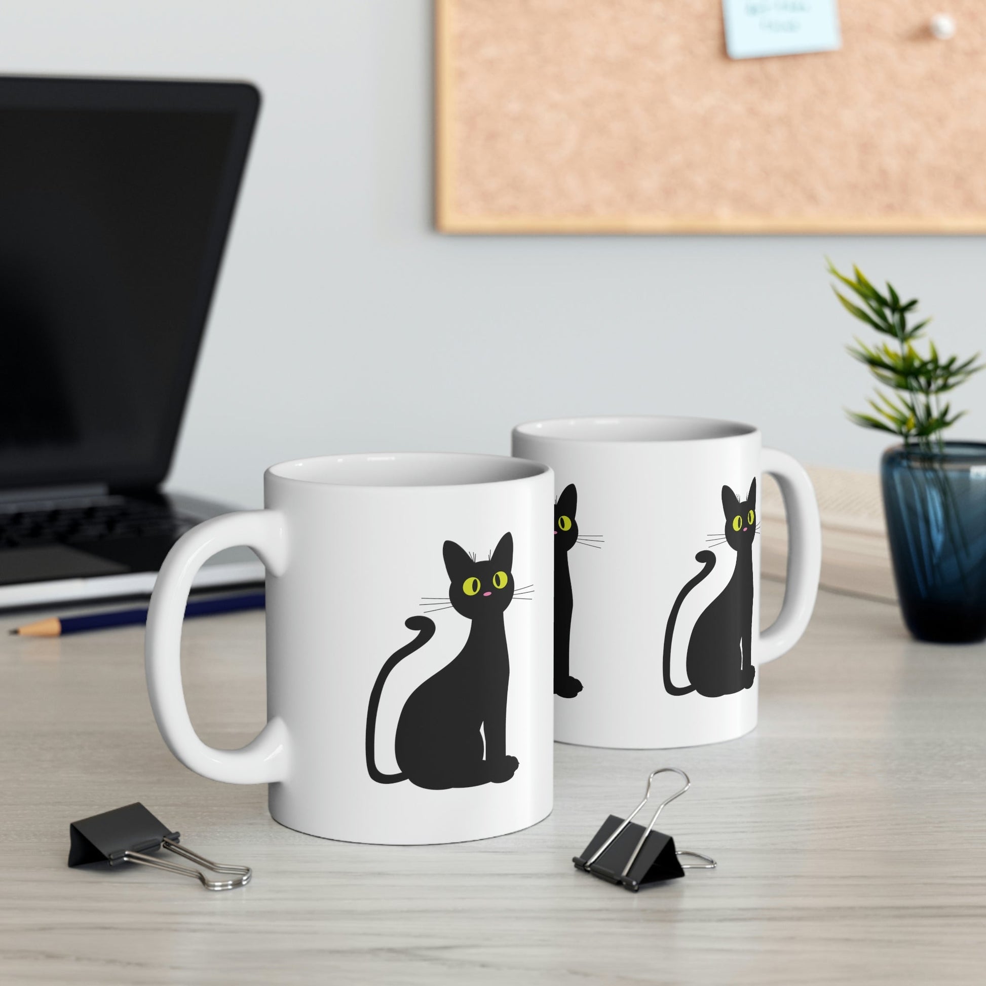 Funny Anime Black Cat Ceramic Mug 11oz Ichaku [Perfect Gifts Selection]