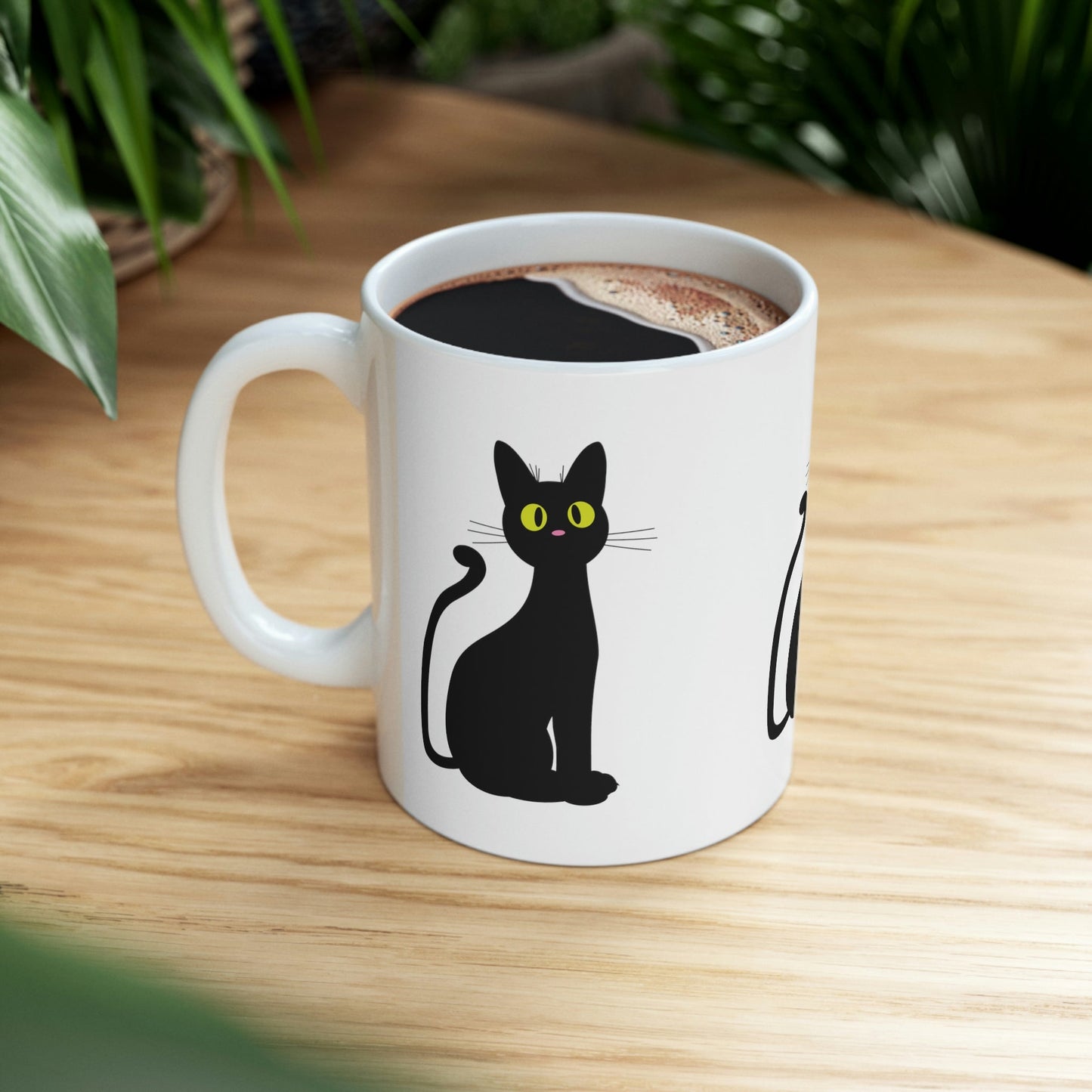 Funny Anime Black Cat Ceramic Mug 11oz Ichaku [Perfect Gifts Selection]