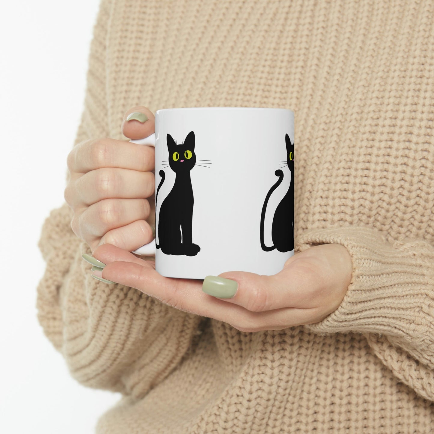 Funny Anime Black Cat Ceramic Mug 11oz Ichaku [Perfect Gifts Selection]