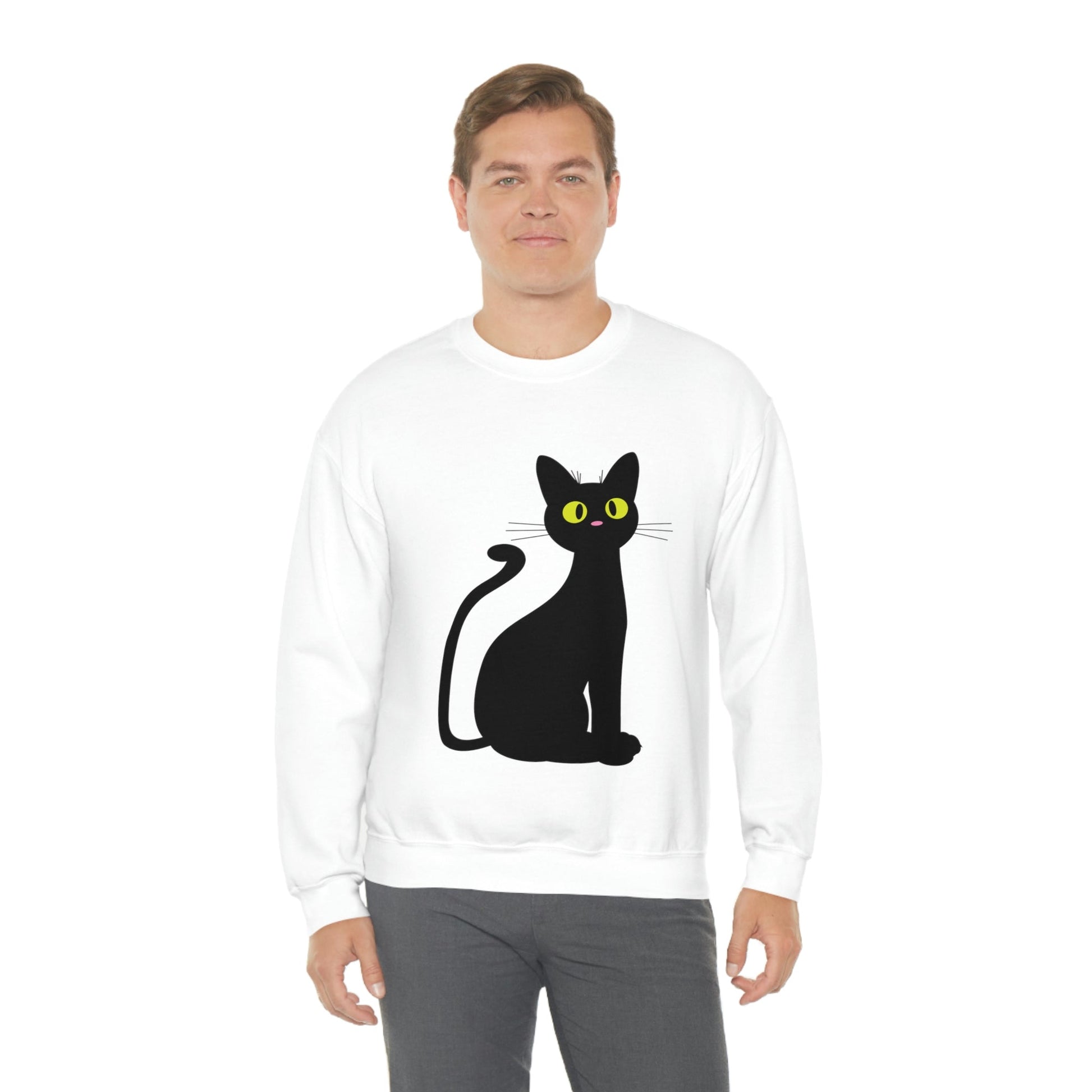 Funny Anime Black Cat Unisex Heavy Blend™ Crewneck Sweatshirt Ichaku [Perfect Gifts Selection]