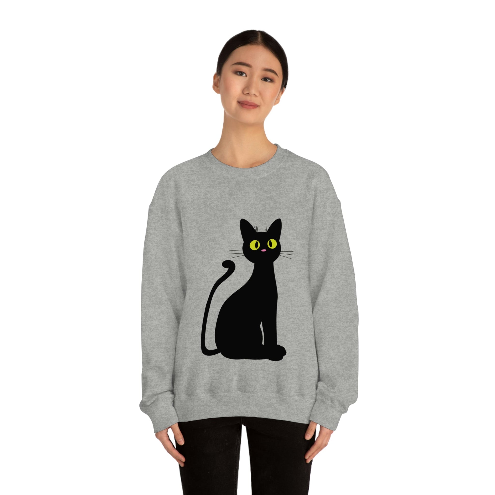 Funny Anime Black Cat Unisex Heavy Blend™ Crewneck Sweatshirt Ichaku [Perfect Gifts Selection]