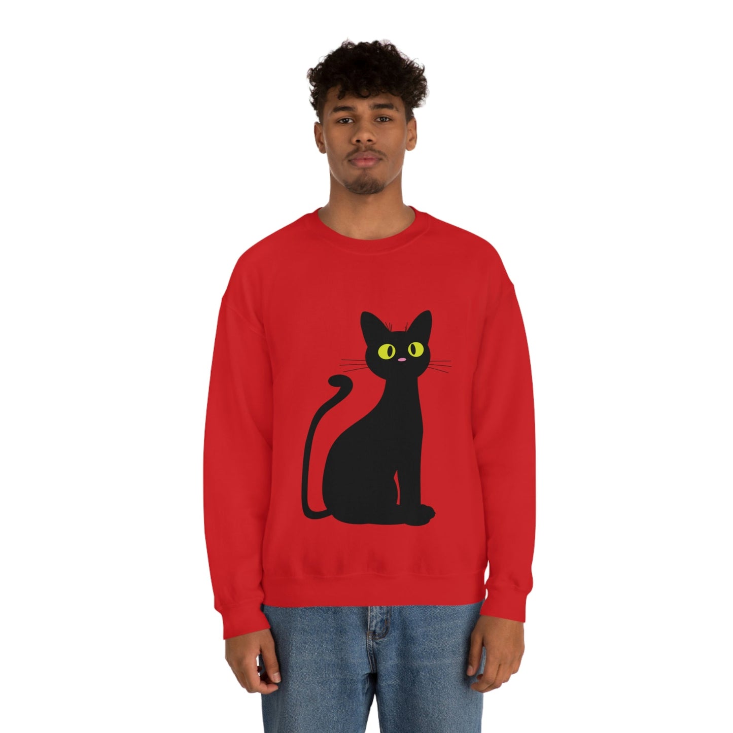 Funny Anime Black Cat Unisex Heavy Blend™ Crewneck Sweatshirt Ichaku [Perfect Gifts Selection]